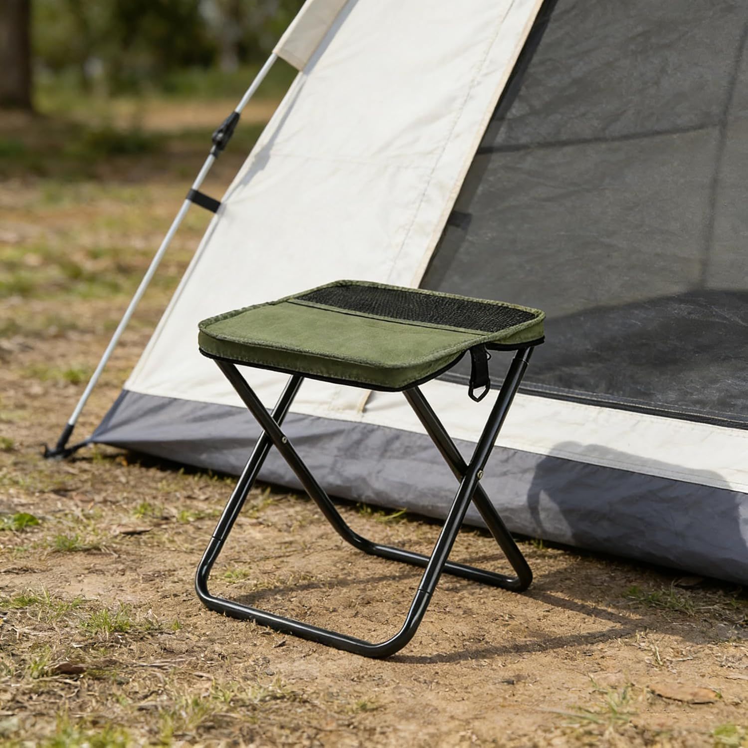 Outdoor Backpack Folding Stool, Pencil Case Stool, Portable Lightweight Camping Gear, Sports Folding Chair, Handbag Stool Crossbody Bag Stool | Black