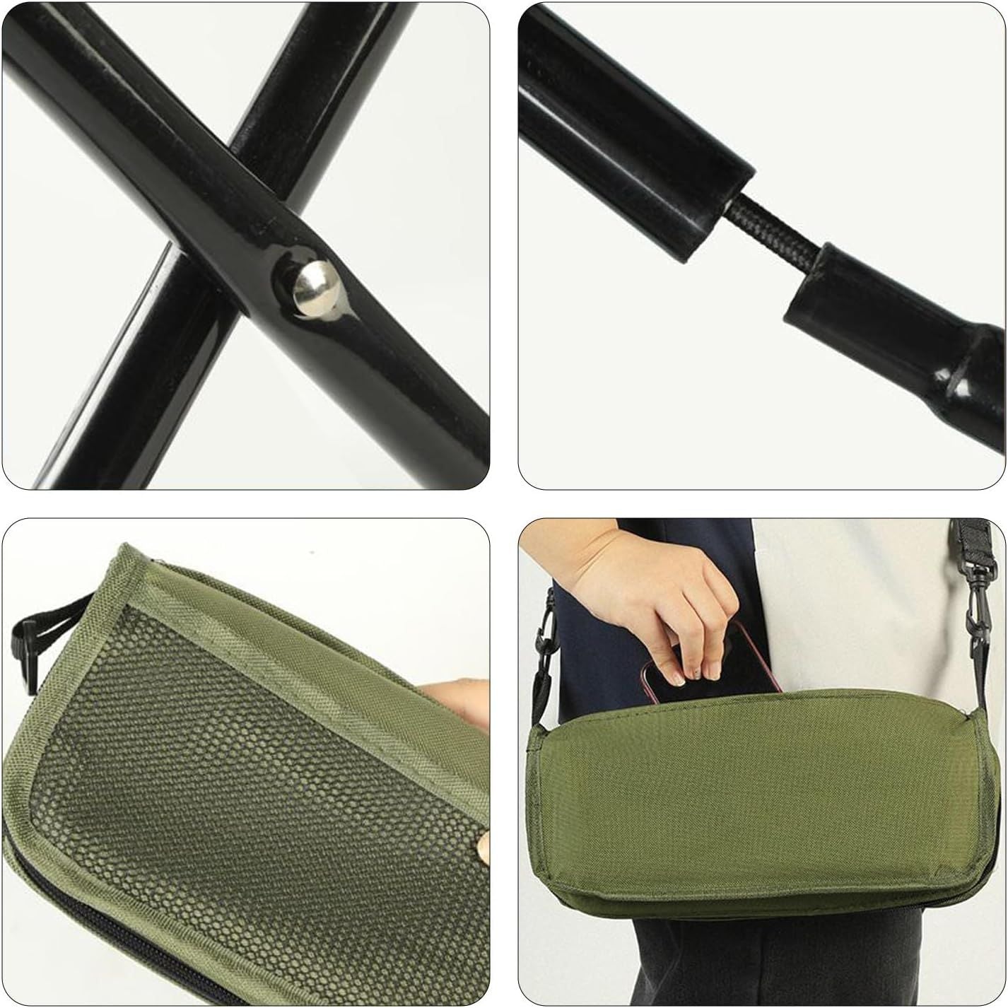 Outdoor Backpack Folding Stool, Pencil Case Stool, Portable Lightweight Camping Gear, Sports Folding Chair, Handbag Stool Crossbody Bag Stool | Black