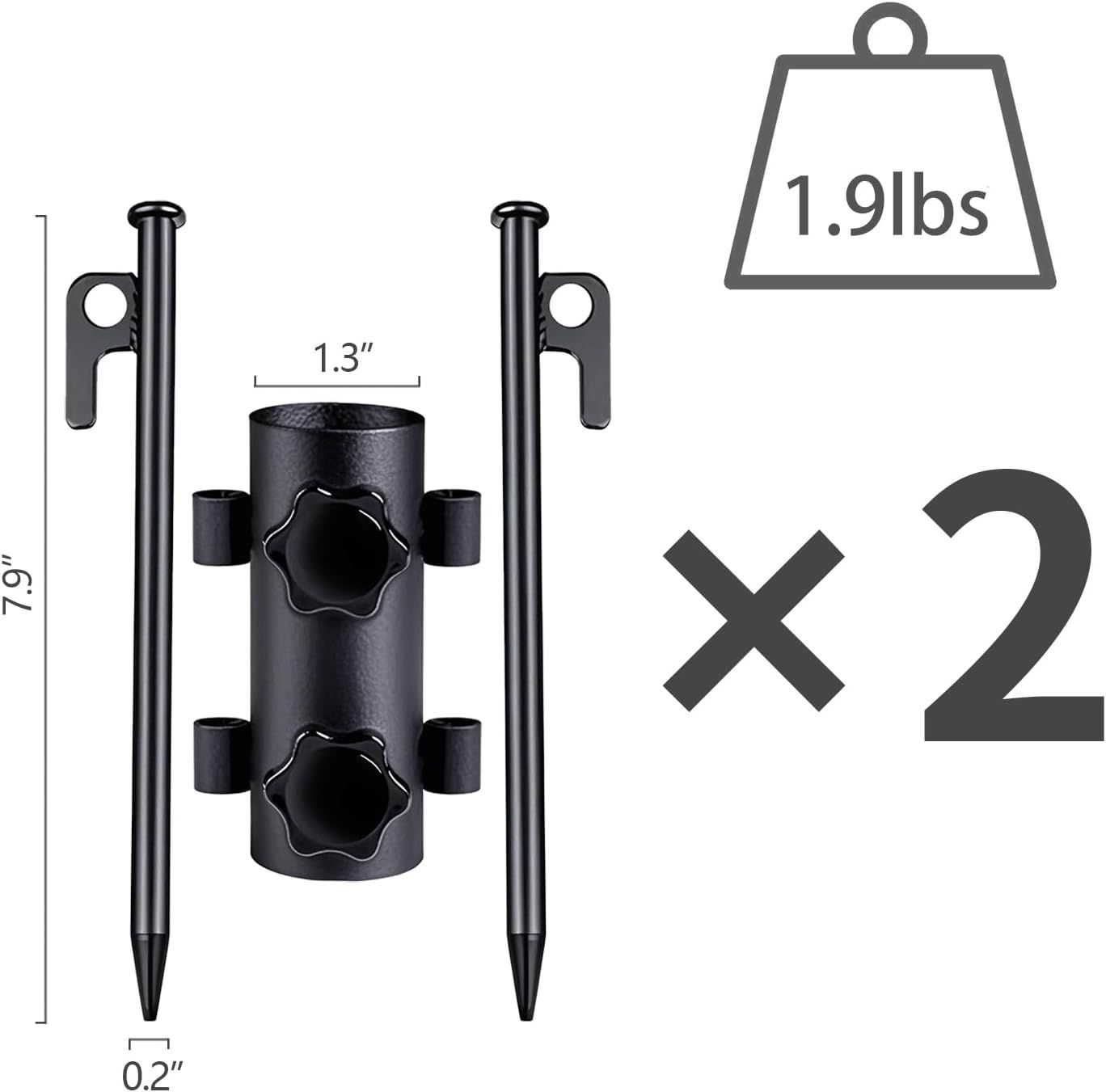 Portable Tent Holder Camping Tent Pole Holder Comes with 4 Ground Nails Tent Fixed Tube Pole Stand for Camping Fishing Hiking