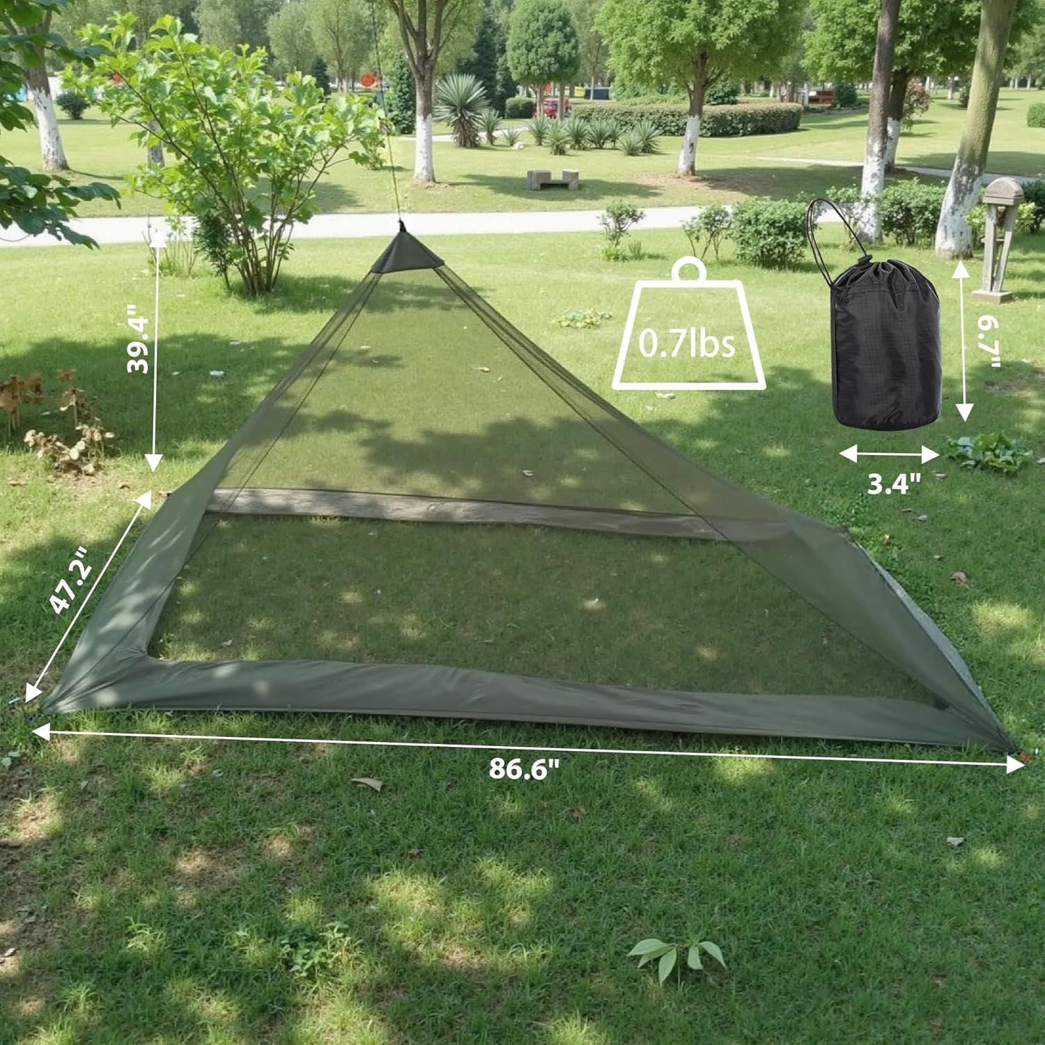 Camping Mosquito Net Compact Ultralight No-See-Um Breathable Mesh Bugnet Mosquito Netting Fits Sleeping Bags, Tent Green