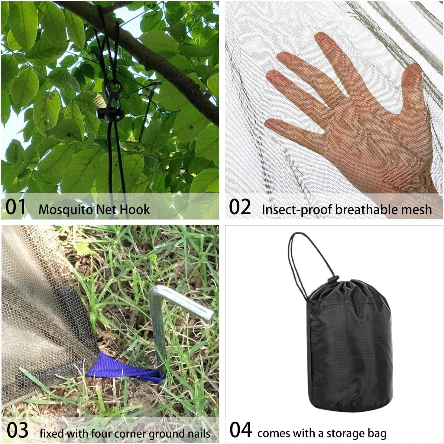 Camping Mosquito Net Compact Ultralight No-See-Um Breathable Mesh Bugnet Mosquito Netting Fits Sleeping Bags, Tent Green