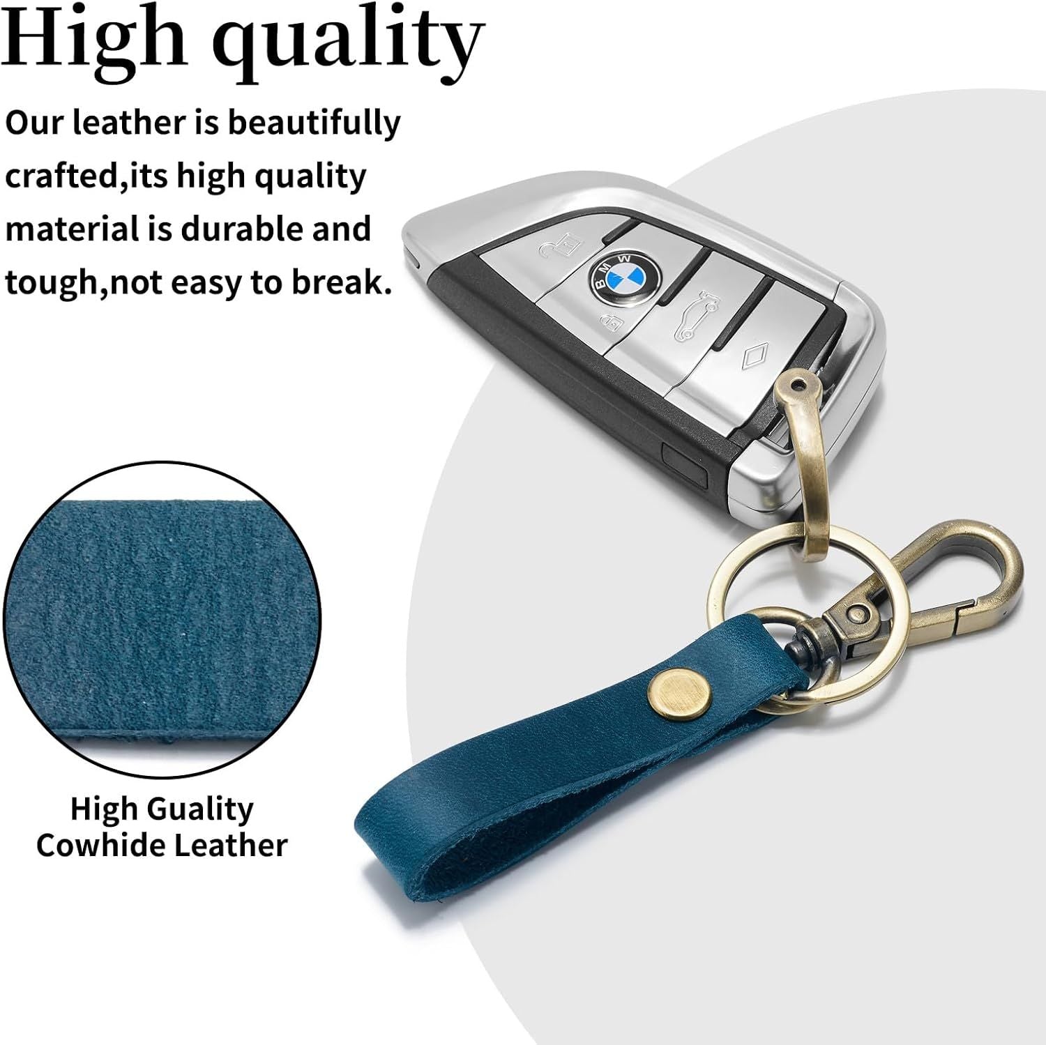 Leather Car Keychain Holder for Men and Women,Universal Keys Fob Key chains Accessories with Carabiner Clip