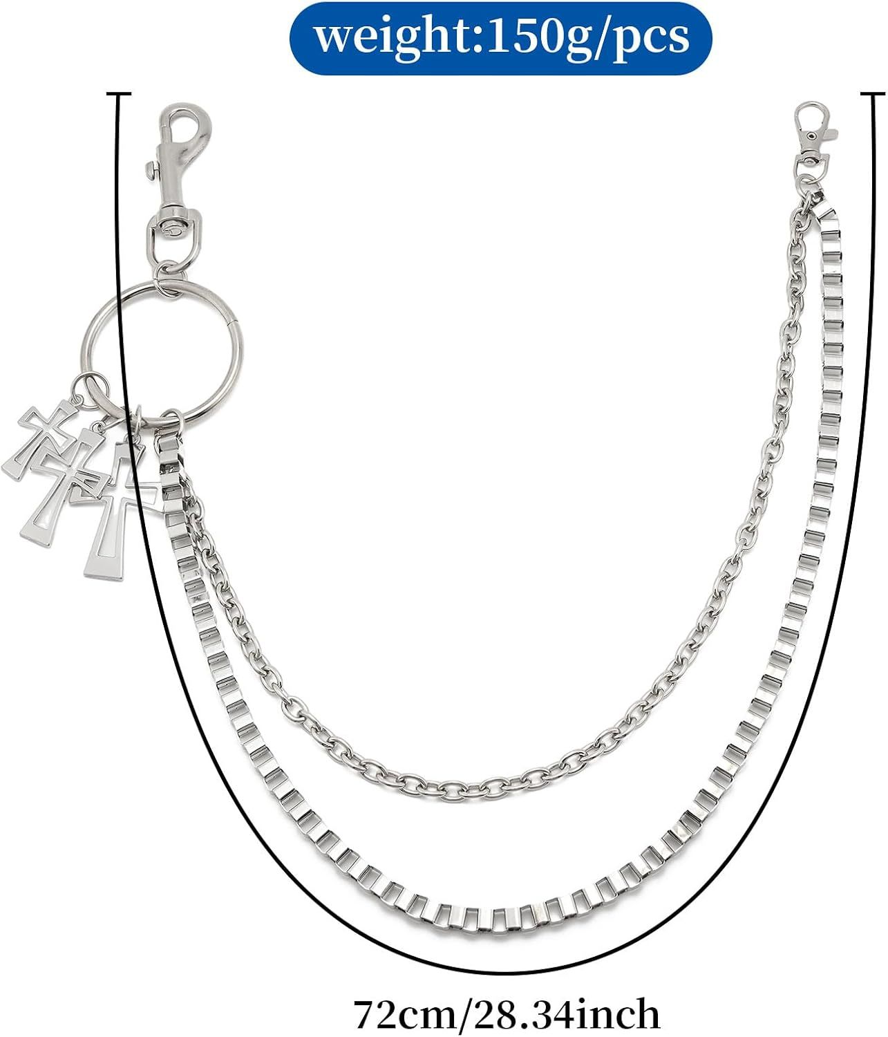 Wallet Chain,Punk Trousers Pants Chains for Men Women,Pocket Chain Heavy Chain Belt Goth Accessories