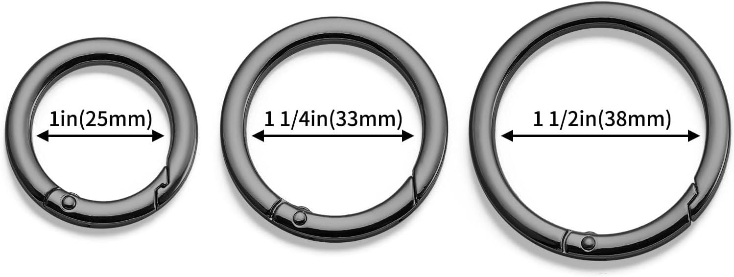 4pcs Flat Trigger Spring O Rings,Metal Keychain Ring Round Carabiner Clips for Keyrings Buckle, Bags,Purses,Purses