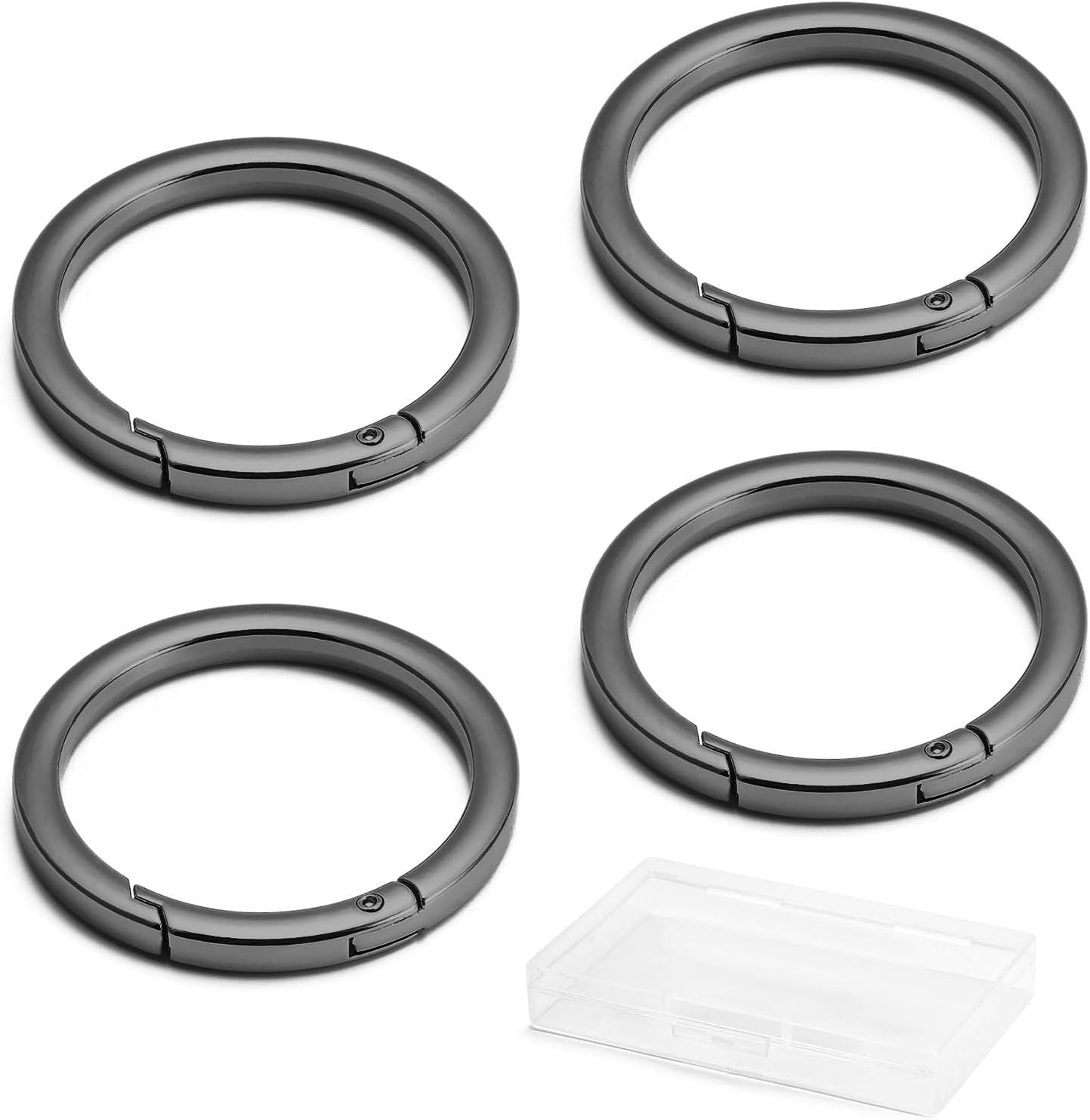 4pcs Flat Trigger Spring O Rings,Metal Keychain Ring Round Carabiner Clips for Keyrings Buckle, Bags,Purses,Purses