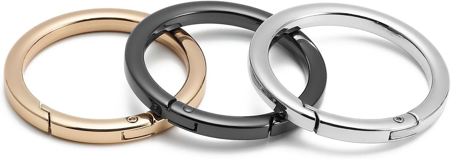 4pcs Flat Trigger Spring O Rings,Metal Keychain Ring Round Carabiner Clips for Keyrings Buckle, Bags,Purses,Purses
