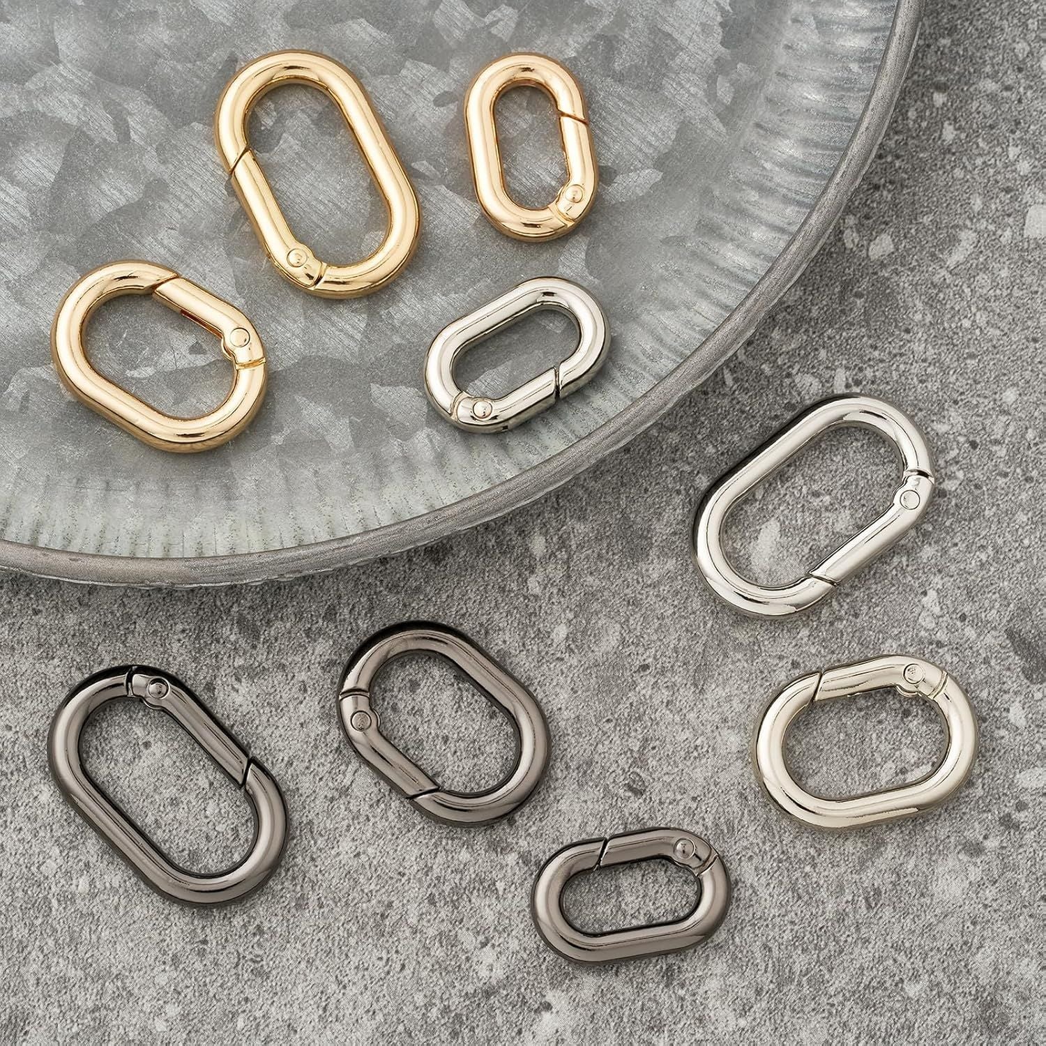 12Pack 1 Inch Small Carabiner Spring Hooks Metal Oval Clip for Purse Keychain Replacement,Climbing Hiking, Wallet,Car Key Rings
