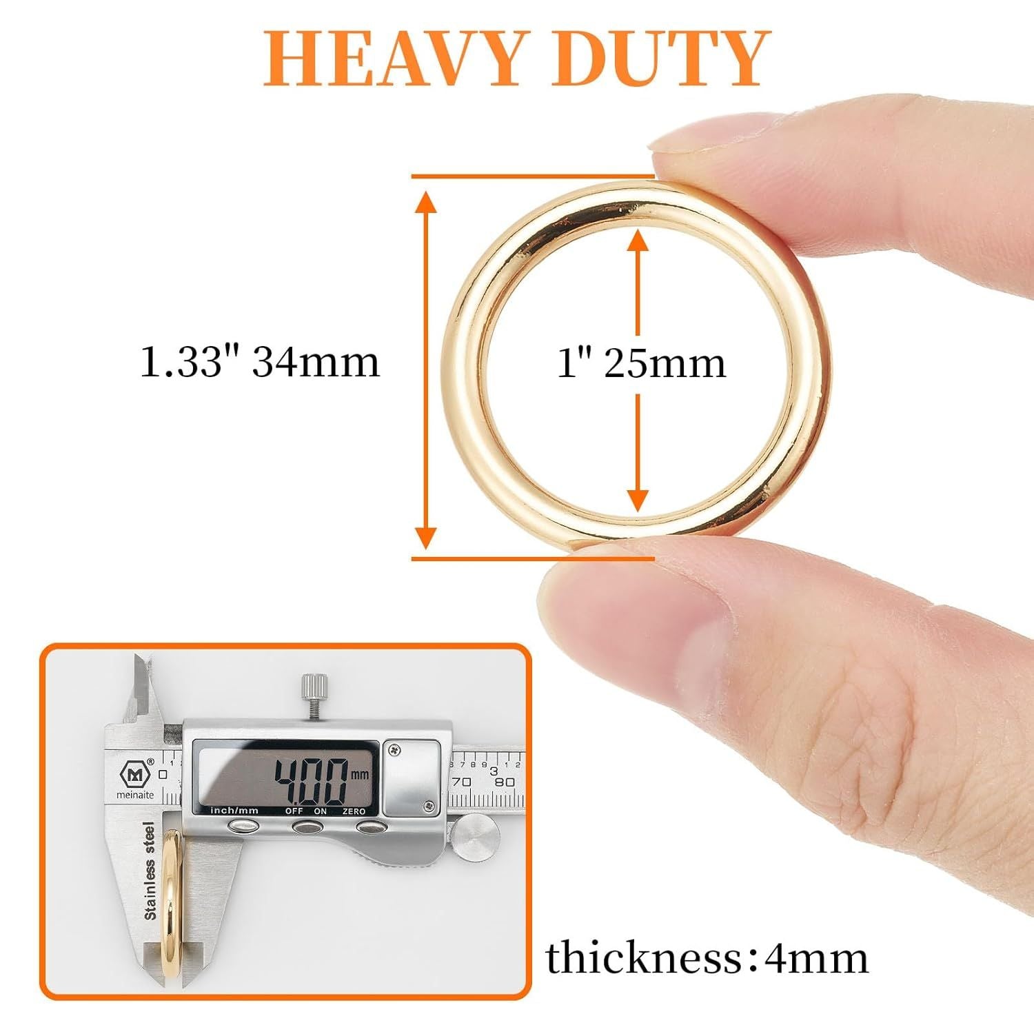 15pcs Metal Seamless Welded O Rings,Multi-Purpose O-Ring Hardware for Crafts Macrame Rings,Gold,1 inch