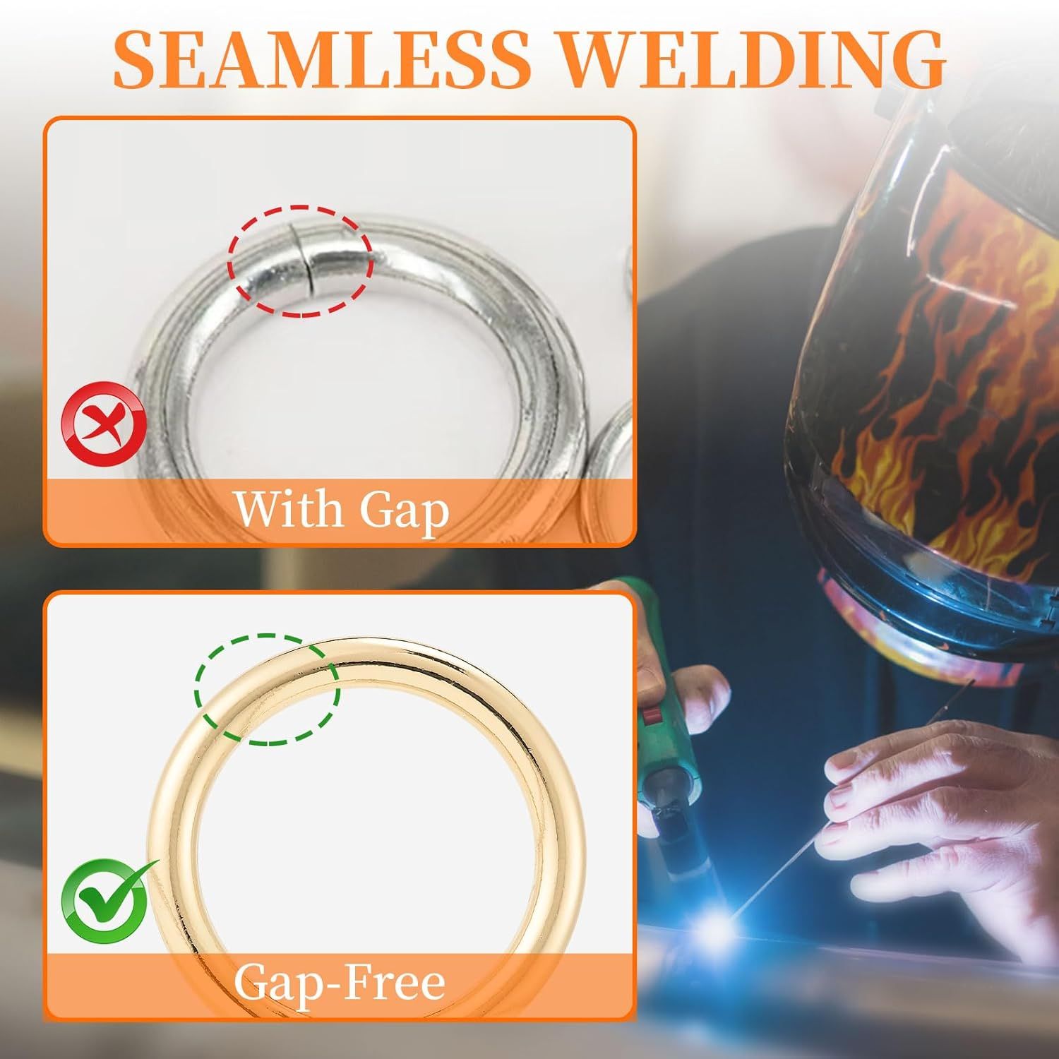15pcs Metal Seamless Welded O Rings,Multi-Purpose O-Ring Hardware for Crafts Macrame Rings,Gold,1 inch