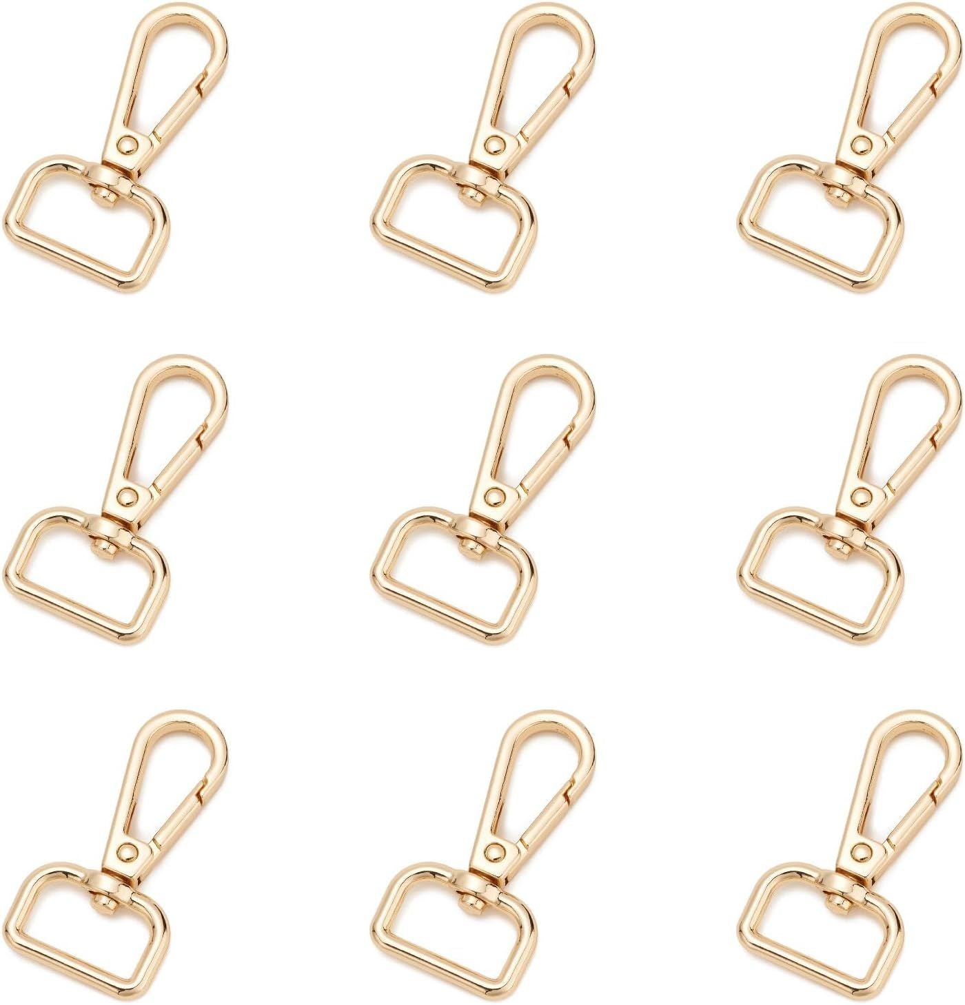 9 Pcs D Ring Swivel Lobster Claw Clasp Push Gate Snap Hooks Trigger Clips for DIY Crafts Keychain Purse Handbag Making,3/4 Inch Glod