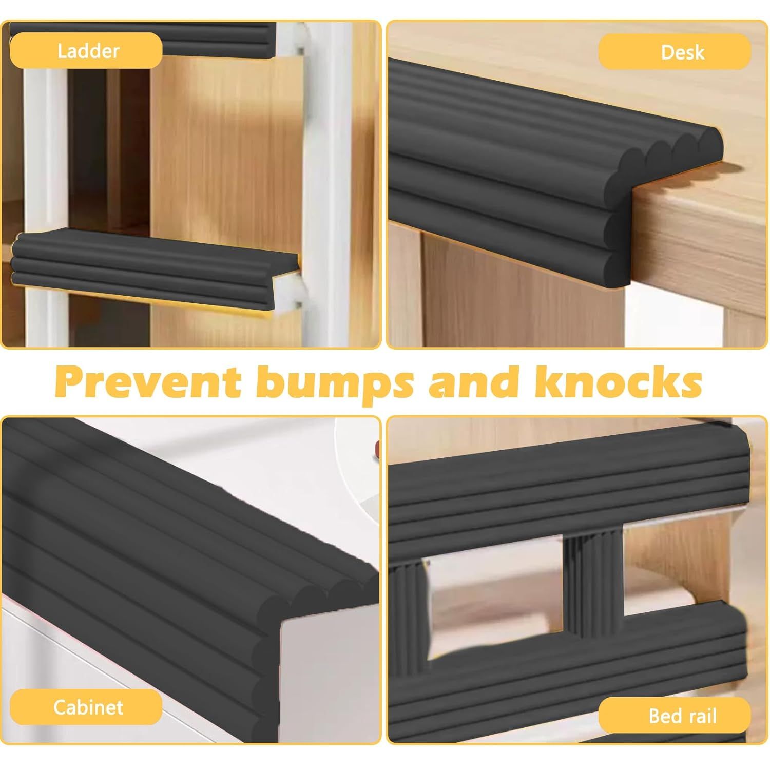 Soft Bunk Bed Ladder Pads with Cutter – Foam Step Padding & Ladder Cover for Kids’ Loft Beds, Dorm Ladders, Stairs & Edges, Easy-Cut Protective Pads for Comfortable Climbing and Home Safety Black