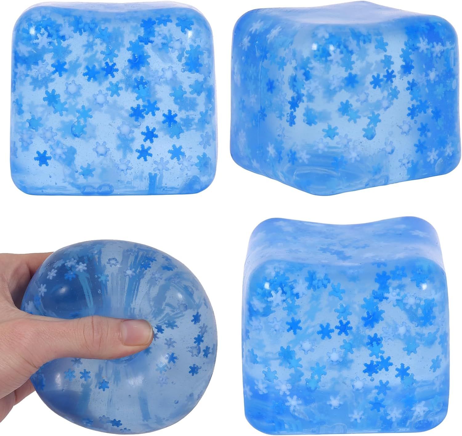 Snowflake Ice Cube Squishy Toy, Big Size 7cm Stress Relief Fidget Toys for Adults, Sensory Squishy Toys for Anxiety Relief and Focus, Soft Slow Rise Squeeze Toy for Stress Blue