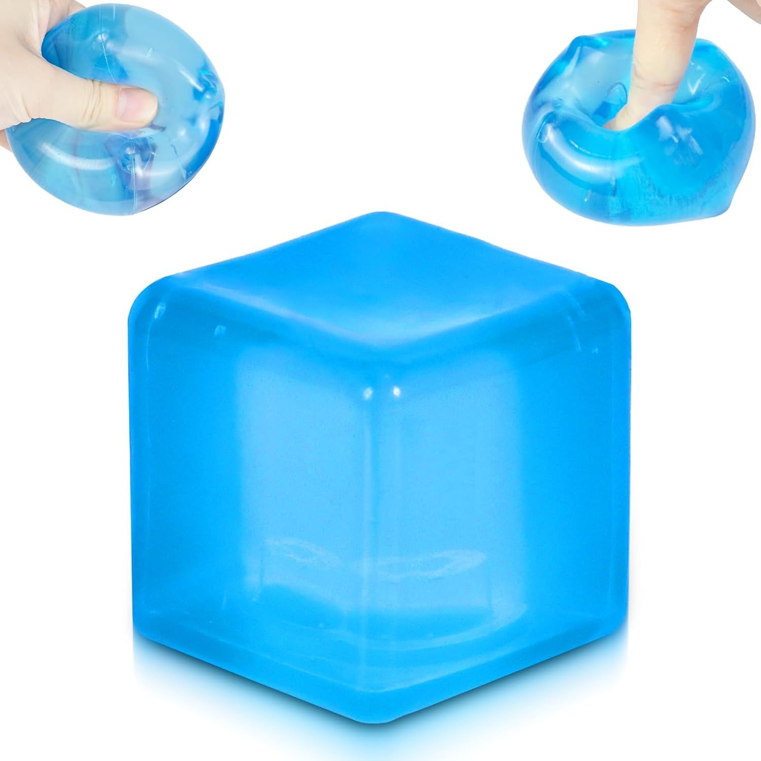 Ice Cube Squishy Stress Ball,1.98"*1.98" Medium Squishy Cube Fidget Toy, Ice Cube Pieces Silent Nice Square Shape Anxiety Sensory Squishy Fidget Toy Slow Rise, Classroom Prizes, Calming Blue