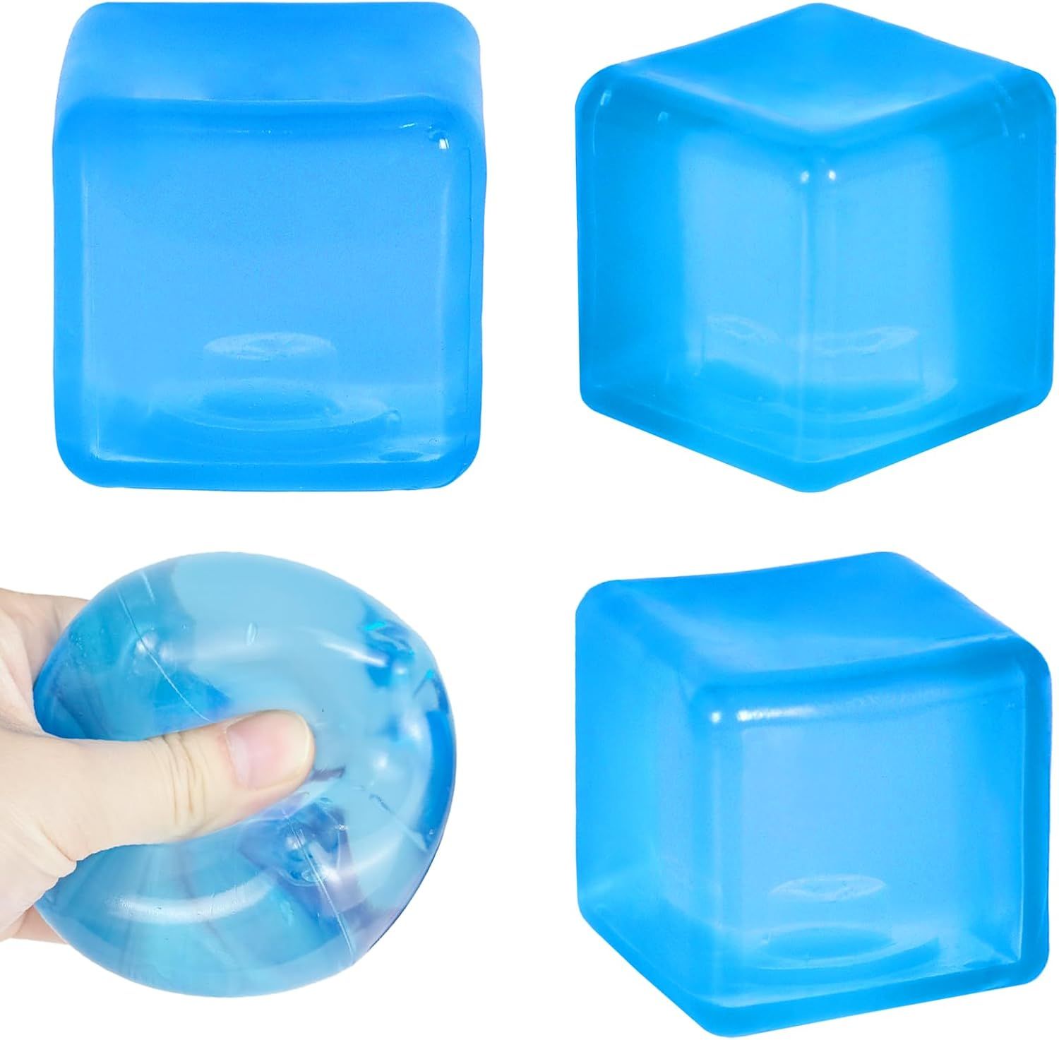 Ice Cube Squishy Stress Ball,1.98"*1.98" Medium Squishy Cube Fidget Toy, Ice Cube Pieces Silent Nice Square Shape Anxiety Sensory Squishy Fidget Toy Slow Rise, Classroom Prizes, Calming Blue
