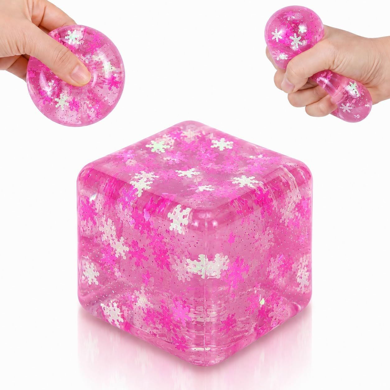 Ice Cube Squeeze Toy, Stress-Relief Sensory Toy, Slow Rebound Squeeze Cube, Suitable for Children and Adults, 1.98 Inch Snowflake Crushed Ice Purple
