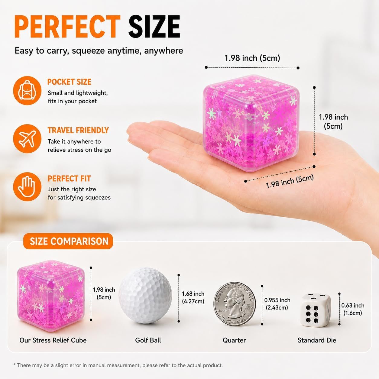Ice Cube Squeeze Toy, Stress-Relief Sensory Toy, Slow Rebound Squeeze Cube, Suitable for Children and Adults, 1.98 Inch Snowflake Crushed Ice Purple