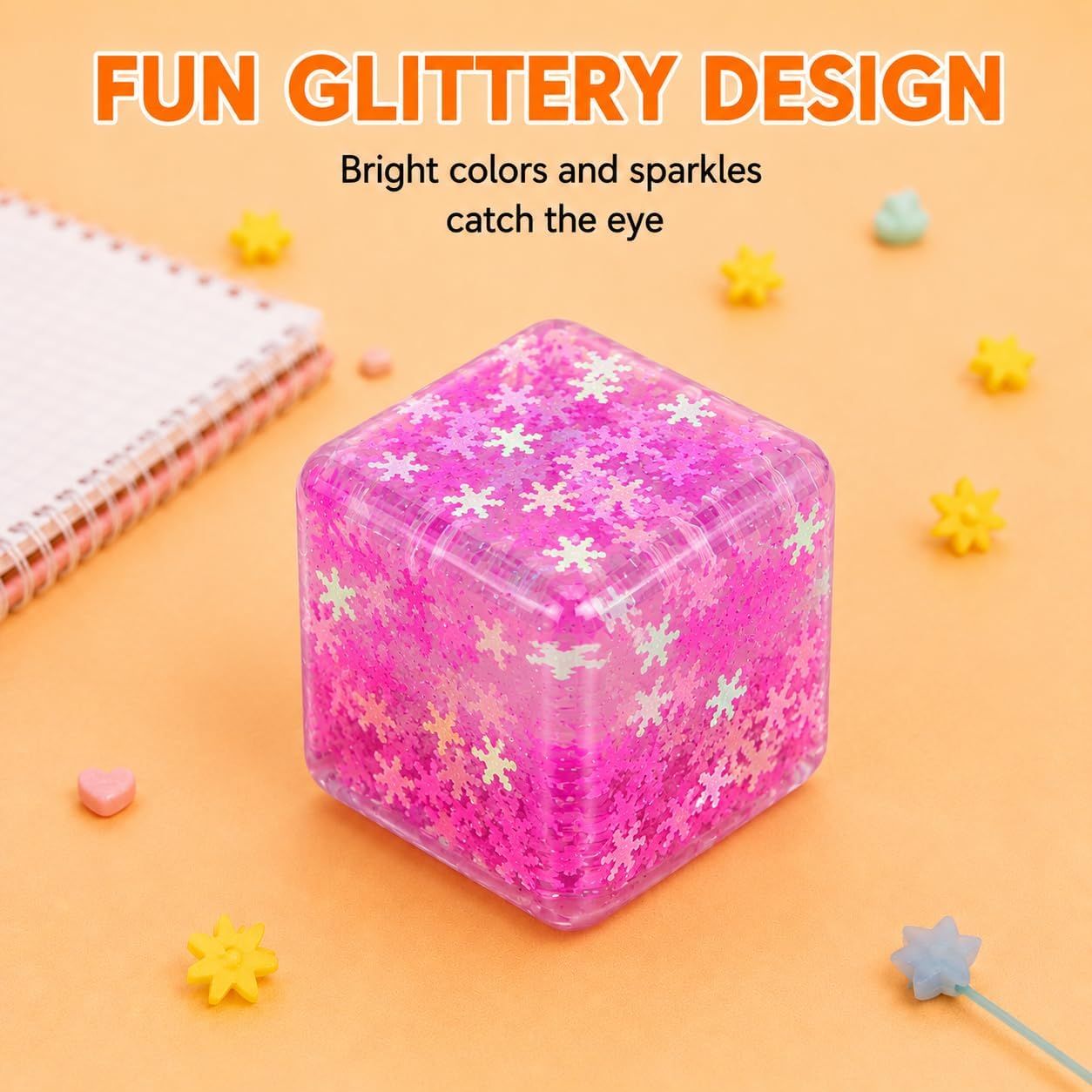 Ice Cube Squeeze Toy, Stress-Relief Sensory Toy, Slow Rebound Squeeze Cube, Suitable for Children and Adults, 1.98 Inch Snowflake Crushed Ice Purple