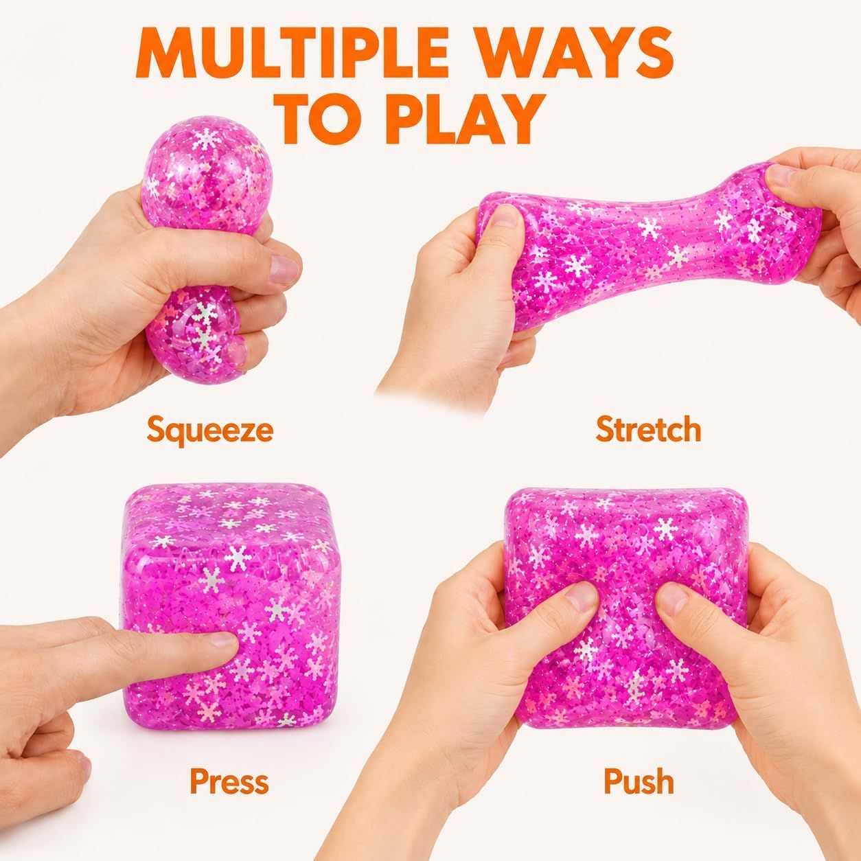 Ice Cube Squeeze Toy, Stress-Relief Sensory Toy, Slow Rebound Squeeze Cube, Suitable for Children and Adults, 1.98 Inch Snowflake Crushed Ice Purple