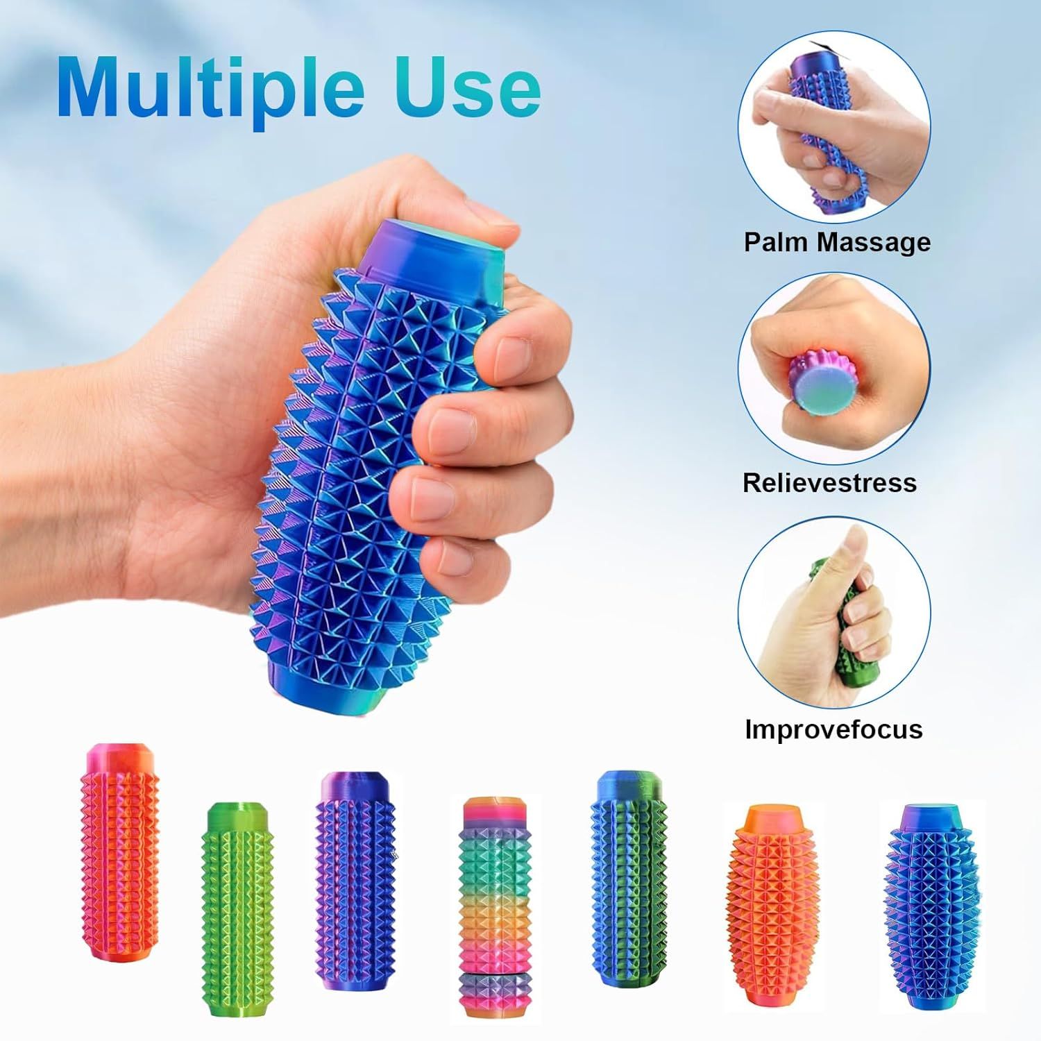 5PC Little Ouchies Fidget Toys Adults, Pain Stim Pocket Sensory Toys for Anxiety and Stress Reduction,Portable Travel Stress Relief Spiky Fidget Keychain Style-1