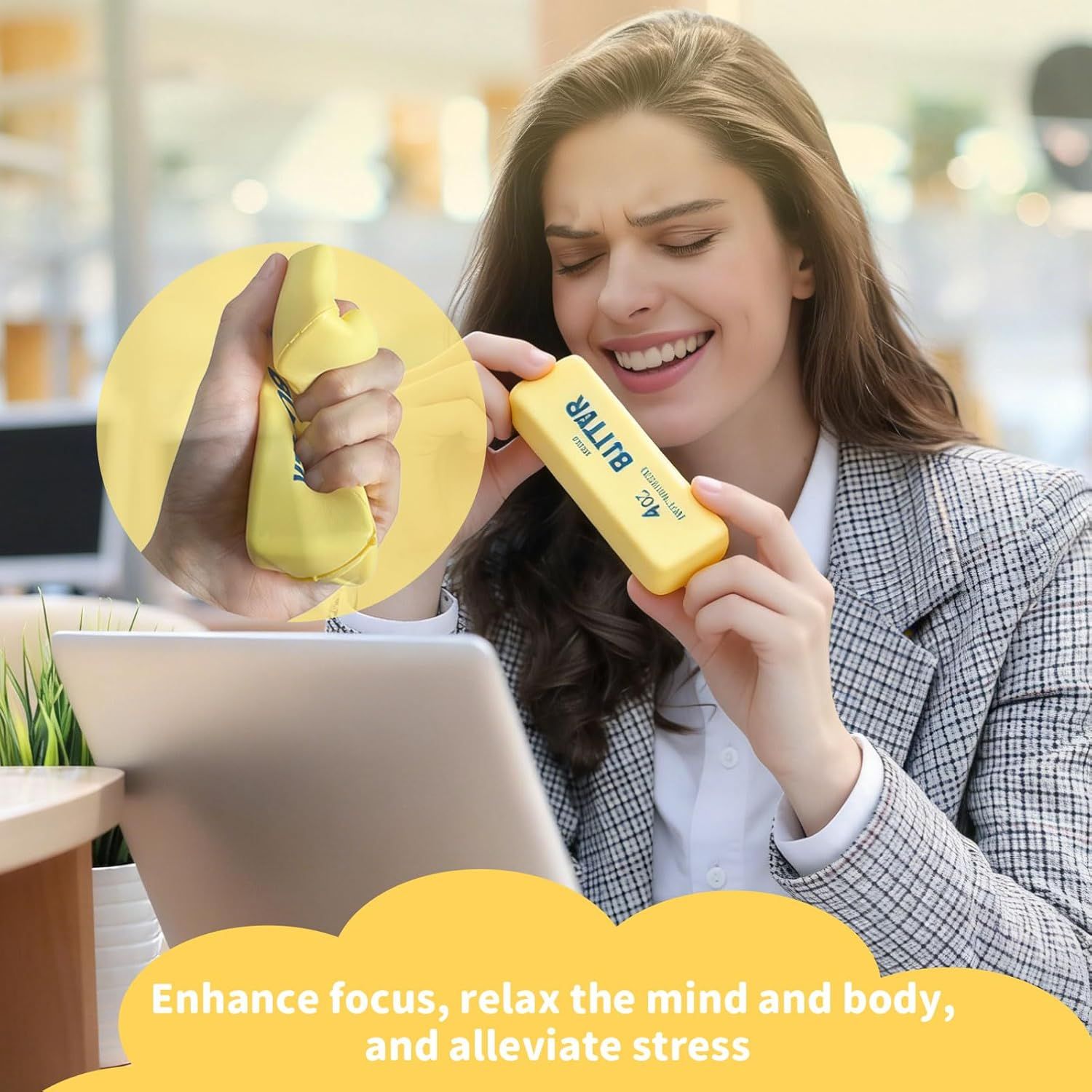 Slow Rebound Cute Butter Squeeze Stress Balls, 2026 New Realistic Soft Butter Stick Fidget Toy,Slow Rising Portable Squishy for Adults Anxiety & Stress Relief, Sensory Gifts for Office, Home 1pcs