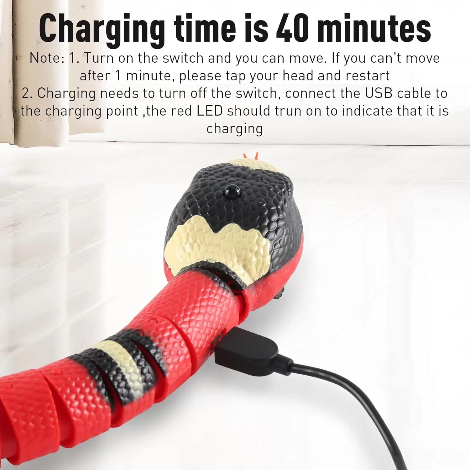 Cat Toys Snake Interactive,Kitten Toys,Realistic Smart Sensing Snake Toy,USB Rechargeable,Automatically Sense Obstacles and Escape,Electric Tricky Snake Cat Toys for Indoor Cats Dogs Pink snake