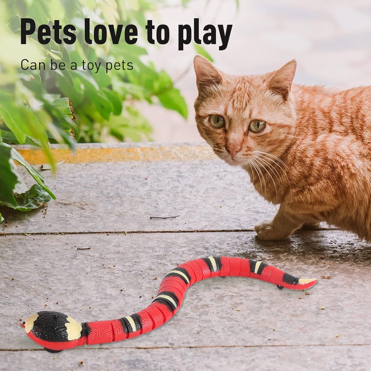 Cat Toys Snake Interactive,Kitten Toys,Realistic Smart Sensing Snake Toy,USB Rechargeable,Automatically Sense Obstacles and Escape,Electric Tricky Snake Cat Toys for Indoor Cats Dogs Pink snake