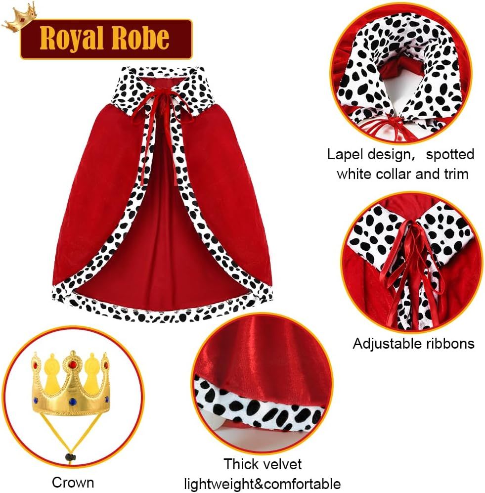 Halloween Dog King Cloak Costume,Cute Funny Halloween Dog King Cape with Crown Adjustable Pet King Cloak for Large Dogs Cats Cosplay Party Supplies Accessories L