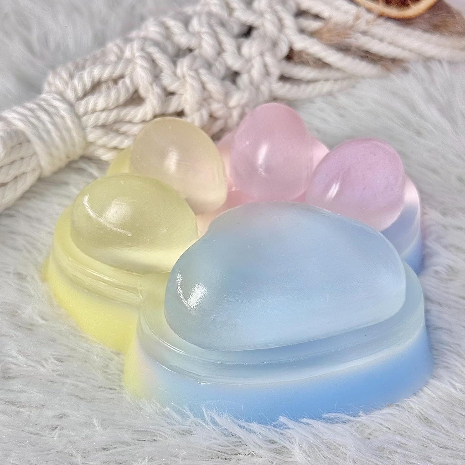 Big Taba Squishy Cat Paw, 5 in Large Paw Squeeze Toy for Stress Relief and Relax, Sticky Squishies Fidget Toys for Party Favors Novelty Things Birthday Gift Tri-Color