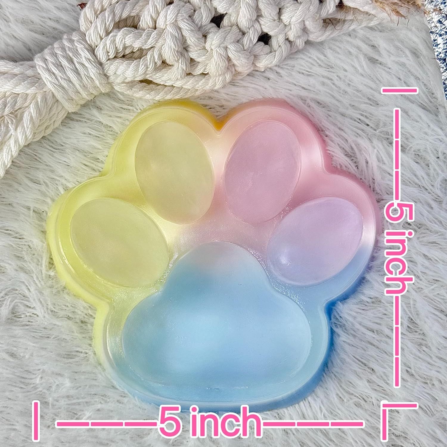 Big Taba Squishy Cat Paw, 5 in Large Paw Squeeze Toy for Stress Relief and Relax, Sticky Squishies Fidget Toys for Party Favors Novelty Things Birthday Gift Tri-Color