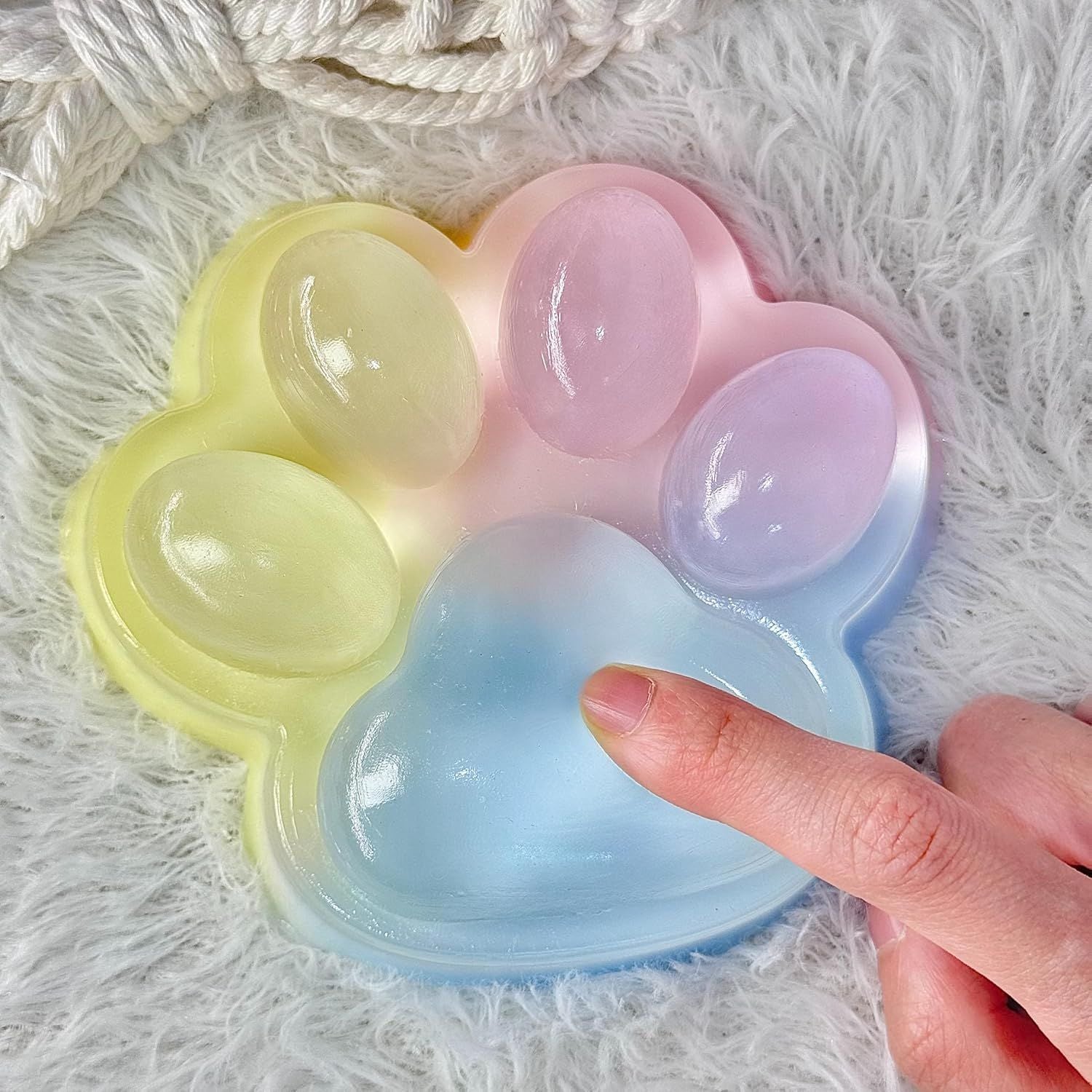 Big Taba Squishy Cat Paw, 5 in Large Paw Squeeze Toy for Stress Relief and Relax, Sticky Squishies Fidget Toys for Party Favors Novelty Things Birthday Gift Tri-Color