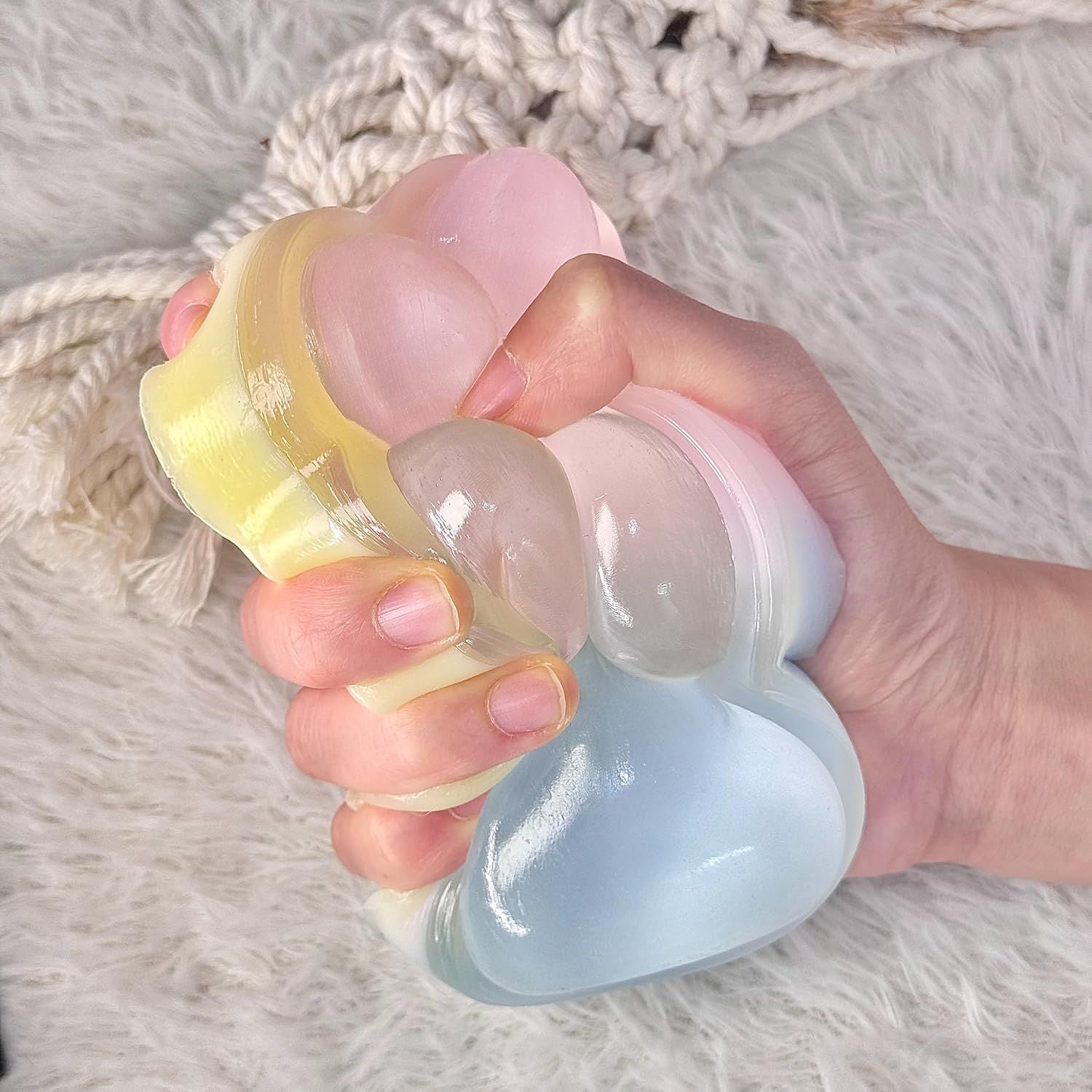 Big Taba Squishy Cat Paw, 5 in Large Paw Squeeze Toy for Stress Relief and Relax, Sticky Squishies Fidget Toys for Party Favors Novelty Things Birthday Gift Tri-Color