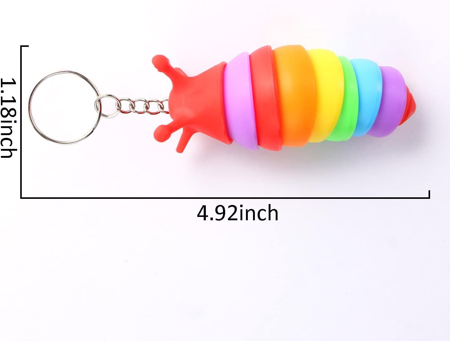 6 PCS Mini Fidget Slug Key-chain Toys,3D Articulated Stretch Caterpillar Sensory Stress Relief Flexible Hand Toy, Ideal Party Favor Colorful Office Desk Pet Toys Random Color