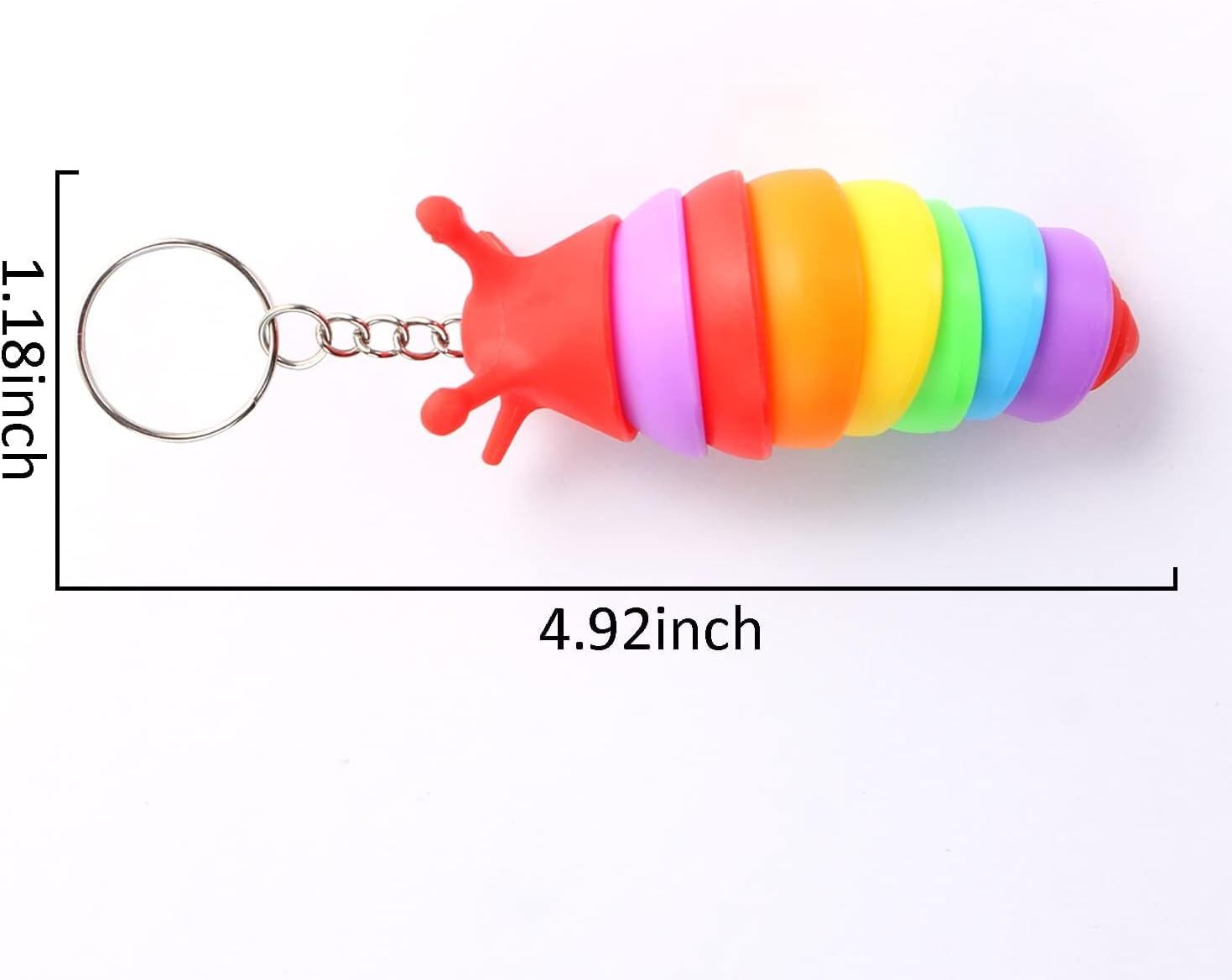 4 PCS Mini Fidget Slug Key-Chain Toys,3D Articulated Stretch Caterpillar Sensory Flexible Hand Toy, Ideal Party Favor Colorful Office Desk Pet Toys Random Color