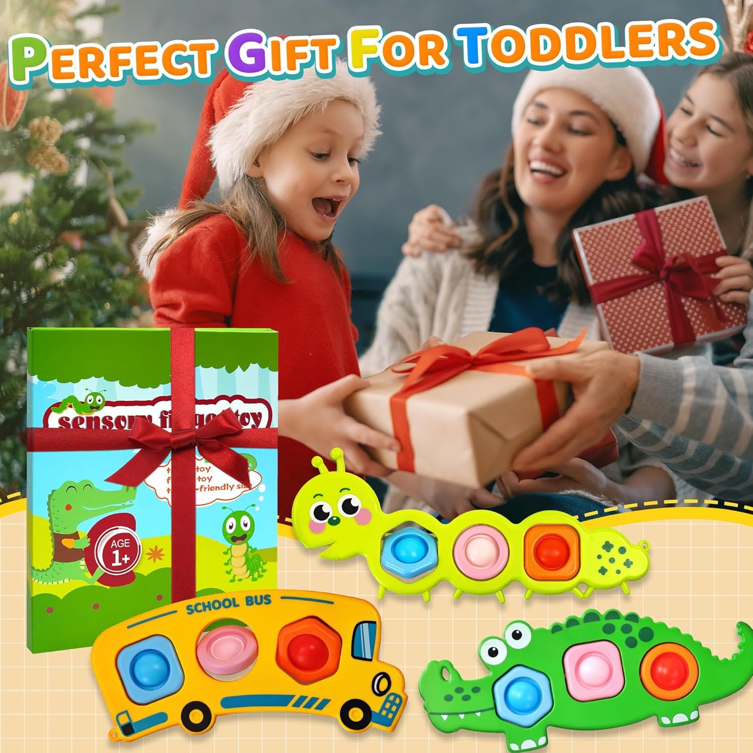 3PC Fidget Popper Sensory Toys Airplane Travel Activities for Toddlers Goodie Bags Pop It Fidget Toys for 12+ Month Babies 1 2 3 Year Old Girls Boys Valentine Gift Easter Basket Stuffer Gift