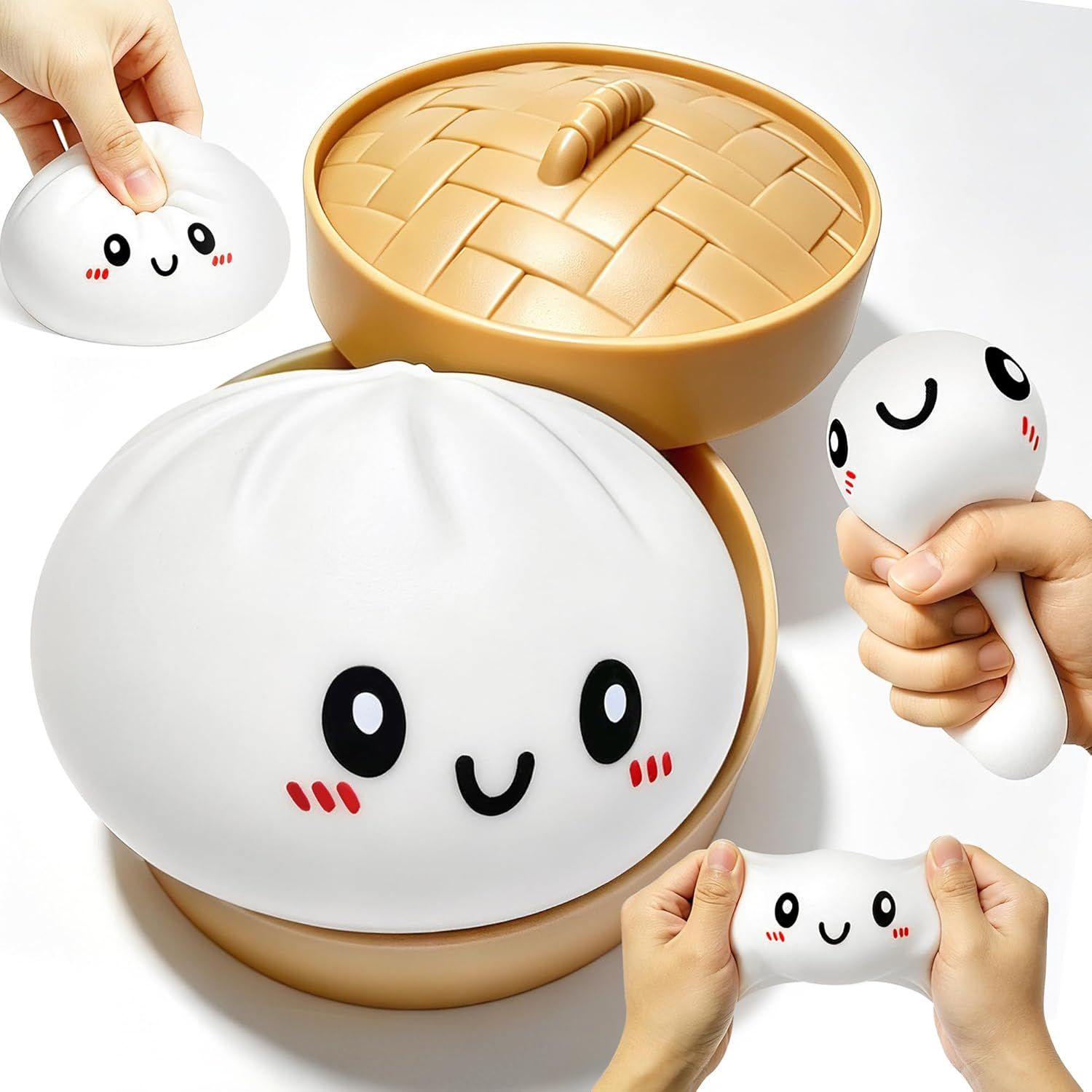 Dumpling Squishies, 2026 Newly Upgraded Dumpling Stress Ball, Squishy Dumpling Toy Mystery Box, Sensory Fidget Toys for Anxiety Relief, Perfect for Party Favors, Birthday Gifts & Desk Toys White