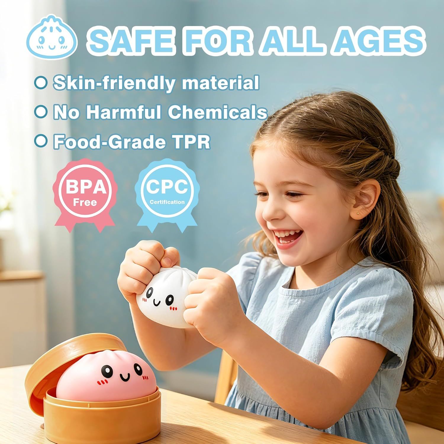 Dumpling Squishies, 2026 Newly Upgraded Dumpling Stress Ball, Squishy Dumpling Toy Mystery Box, Sensory Fidget Toys for Anxiety Relief, Perfect for Party Favors, Birthday Gifts & Desk Toys White