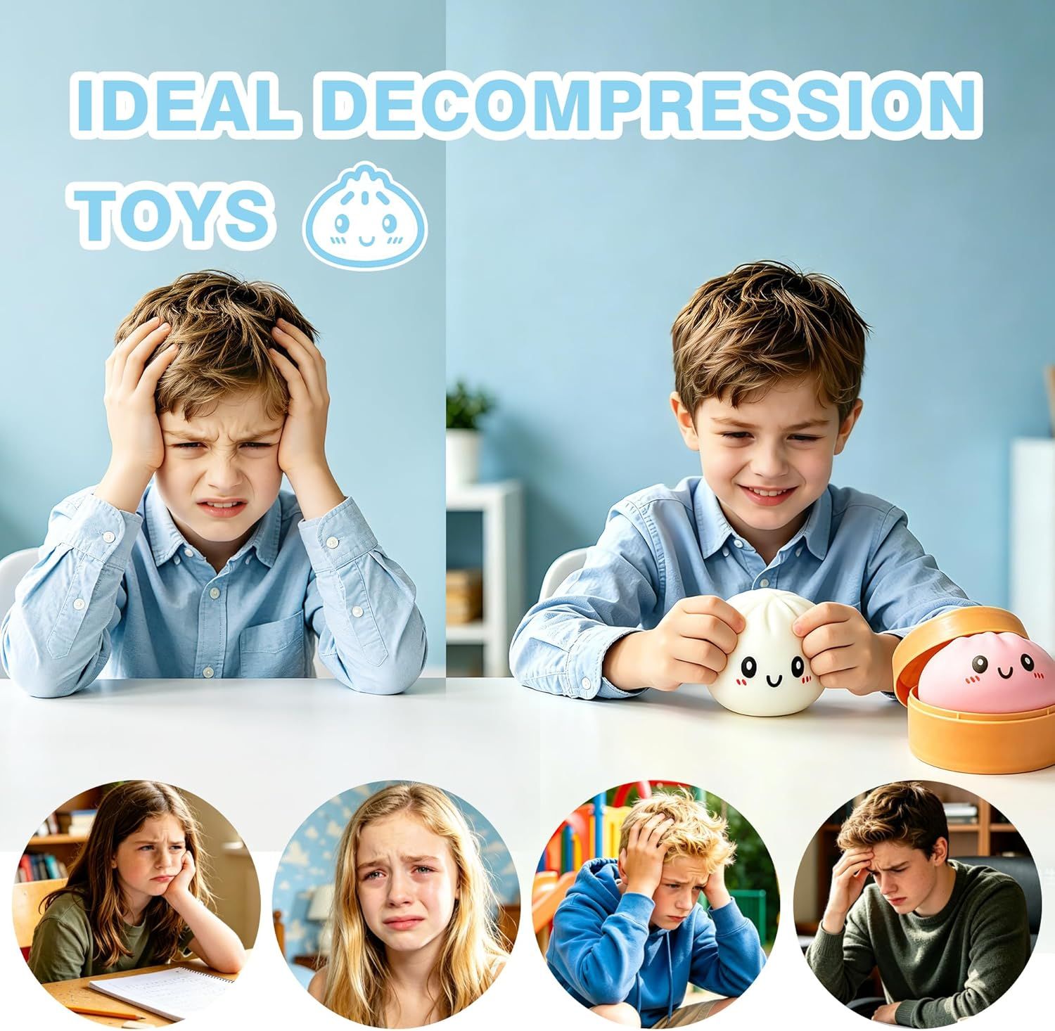 Dumpling Squishies, 2026 Newly Upgraded Dumpling Stress Ball, Squishy Dumpling Toy Mystery Box, Sensory Fidget Toys for Anxiety Relief, Perfect for Party Favors, Birthday Gifts & Desk Toys White