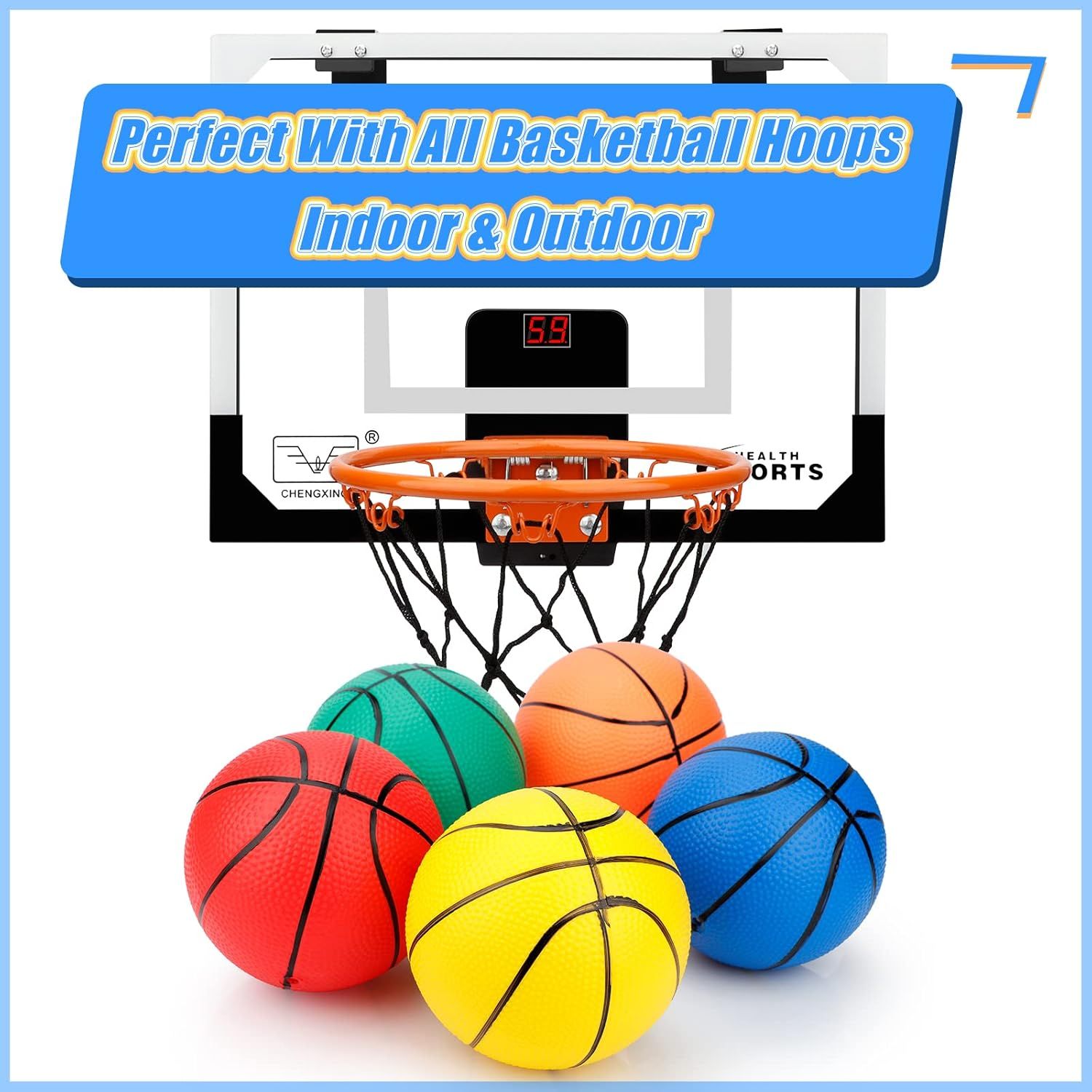 6 Inch PVC Mini Basketball for Indoor Mini Hoops, Soft 6" Rubber Small Repacement Balls for Over Door Hoop Sets, Little Beach Ball for Outdoor Yard Lawn 6 PCS with Air Pump