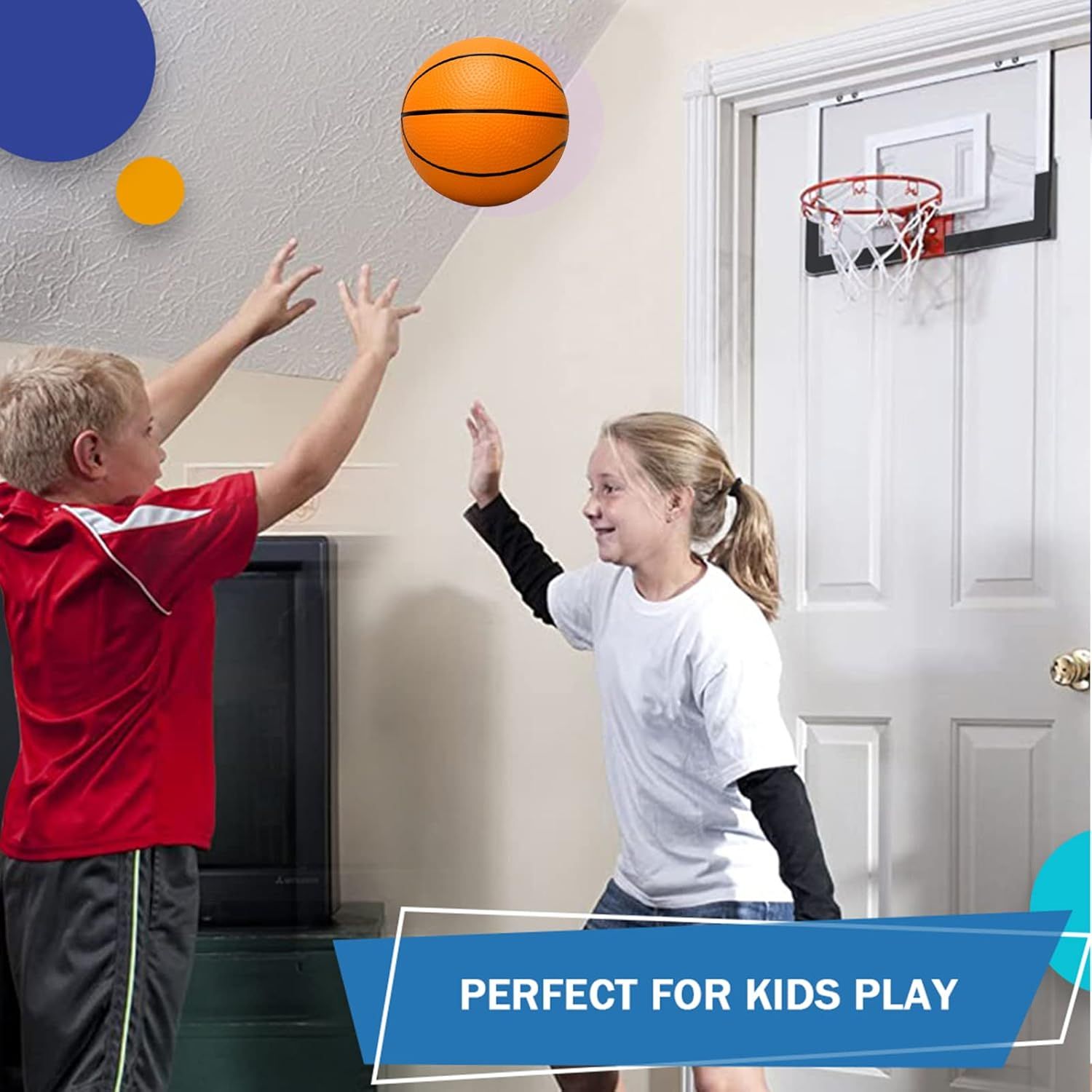 6 Inch PVC Mini Basketball for Indoor Mini Hoops, Soft 6" Rubber Small Repacement Balls for Over Door Hoop Sets, Little Beach Ball for Outdoor Yard Lawn 6 PCS with Air Pump