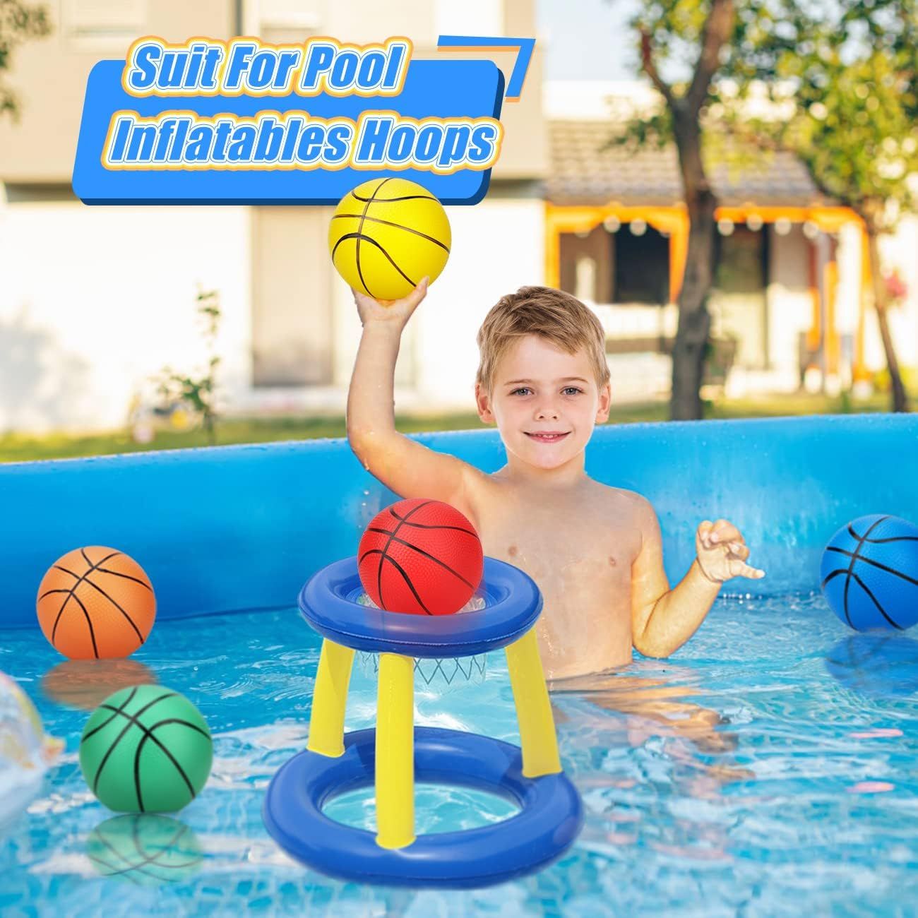 6 Inch PVC Mini Basketball for Indoor Mini Hoops, Soft 6" Rubber Small Repacement Balls for Over Door Hoop Sets, Little Beach Ball for Outdoor Yard Lawn 6 PCS with Air Pump