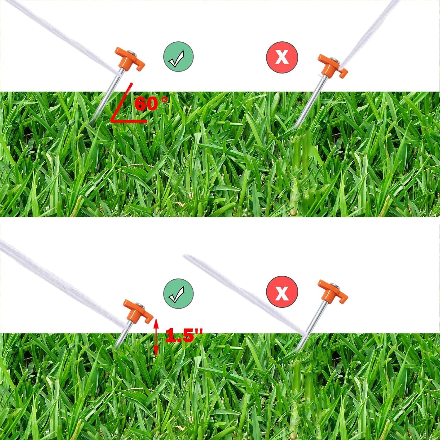 20 Pack Tent Stakes Heavy Duty, 9.75 Inch Yard Stakes Non-Rust Metal Tent Pegs Ground Stakes Tent Spikes for Camping Patio, Garden, Canopies, Grassland, Outdoor, Orange