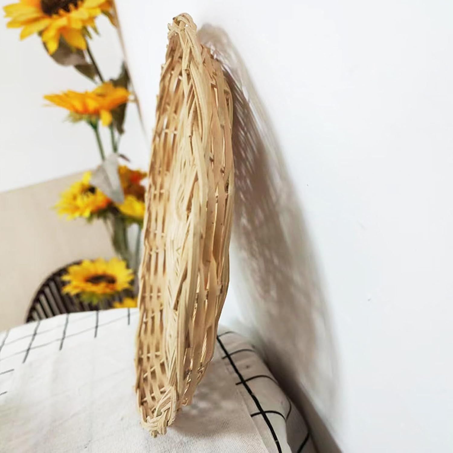 8 Pack Bamboo Paper Plate Holders, 10 Inches Reusable Wicker Charger Plates for Dinner Plates Natural Hand Woven Wicker Paper Plate Baskets for Home Party Daily Dinning Picnic