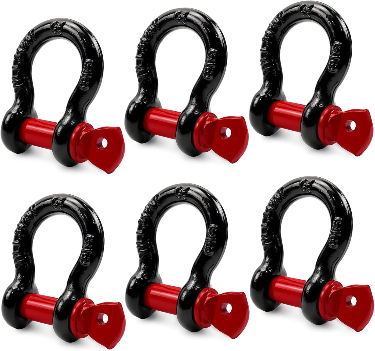 6 Pack 5/8" D Ring Shackles for Rigging, 3.25 Ton /7165 Lbs Capacity Shackles with 3/4" Pin for Tow Strap Winch Off Road Vehicle Recovery, Heavy Duty