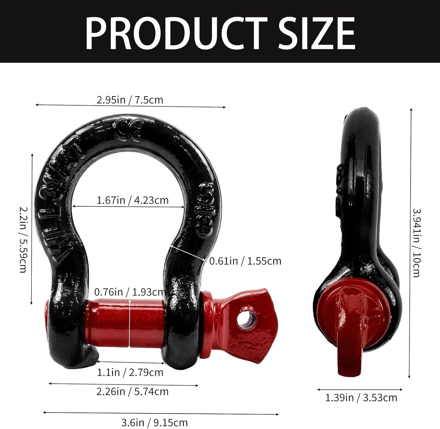 6 Pack 5/8" D Ring Shackles for Rigging, 3.25 Ton /7165 Lbs Capacity Shackles with 3/4" Pin for Tow Strap Winch Off Road Vehicle Recovery, Heavy Duty
