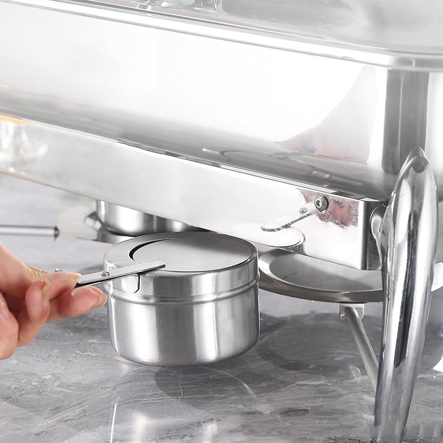 8 Pack Chafing Fuel Holder, Stainless Steel Chafe Wick Fuel Holder with Safety Cover Canned Heat Box Holder for Chafing Dish, Buffet, Barbecue, Parties