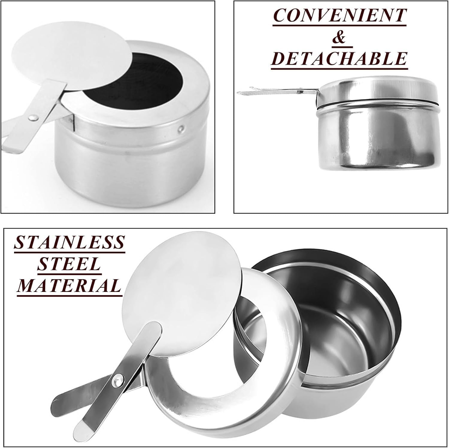 8 Pack Chafing Fuel Holder, Stainless Steel Chafe Wick Fuel Holder with Safety Cover Canned Heat Box Holder for Chafing Dish, Buffet, Barbecue, Parties