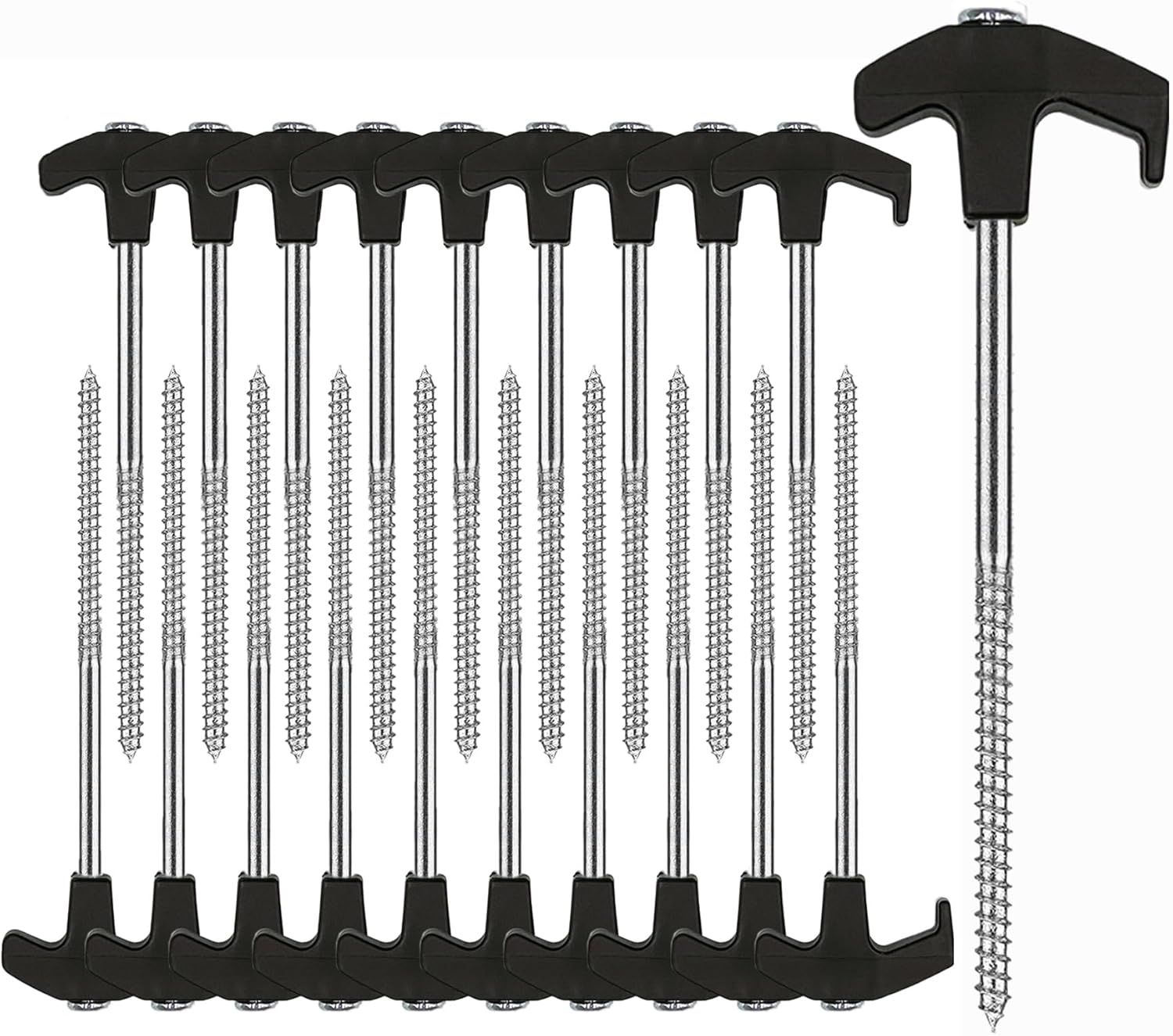 20 Pack Tent Stakes Heavy Duty, 8 Inch Tent Stakes Tent Pegs Camping Non-Rust Ground Stakes for Camping Patio, Garden, Canopies, Grassland, Outdoor Black