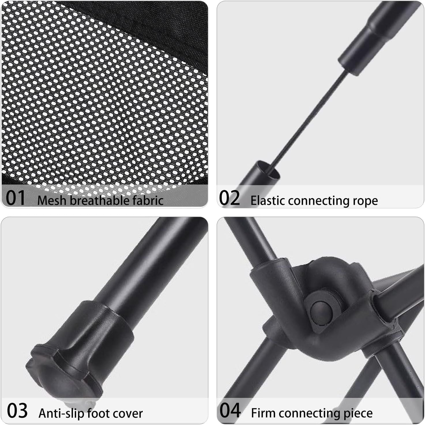 Portable Camping Chair Lightweight Foldable Outdoor Chair for Hiking Camp Backpacking Lawn Beach Fishing Picnic with Carry Bag Black