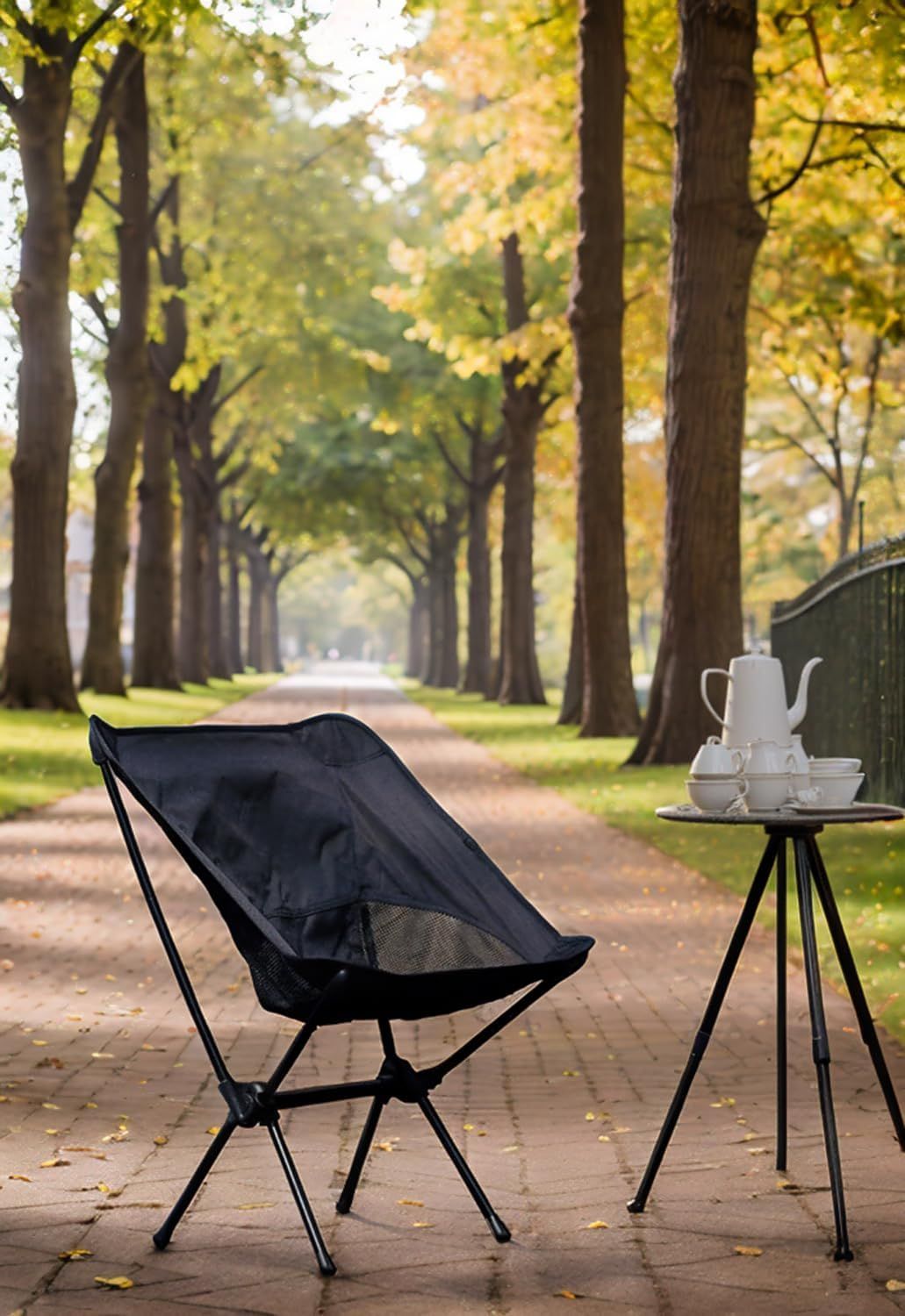 Portable Camping Chair Lightweight Foldable Outdoor Chair for Hiking Camp Backpacking Lawn Beach Fishing Picnic with Carry Bag Black