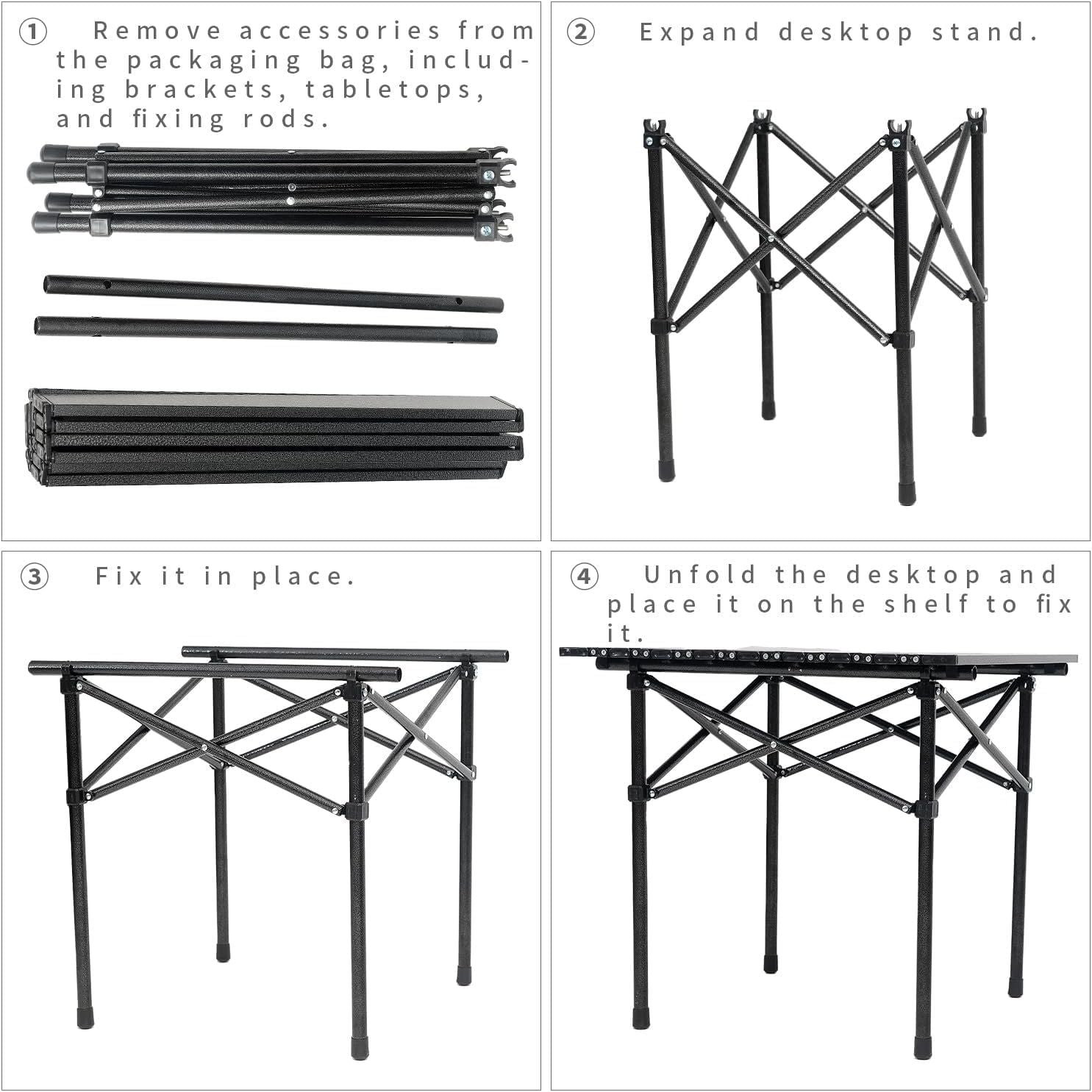 Portable Camping Table Folding Side Table Aluminum Lightweight Table with Carry Bag for Outdoor Cooking Hiking Picnics BBQ Travel Black